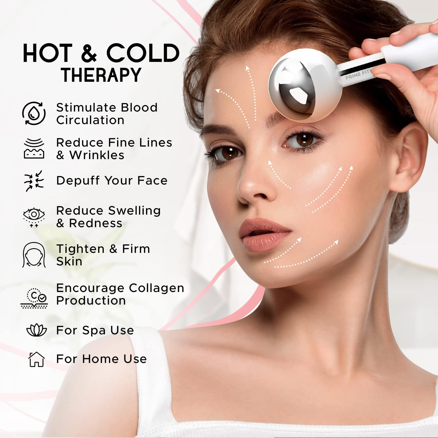 Magic Cool Roller Ball Face Massage Tool for Face and Neck Ice Globe, Cryo Glober Magic Steel - White image number 5