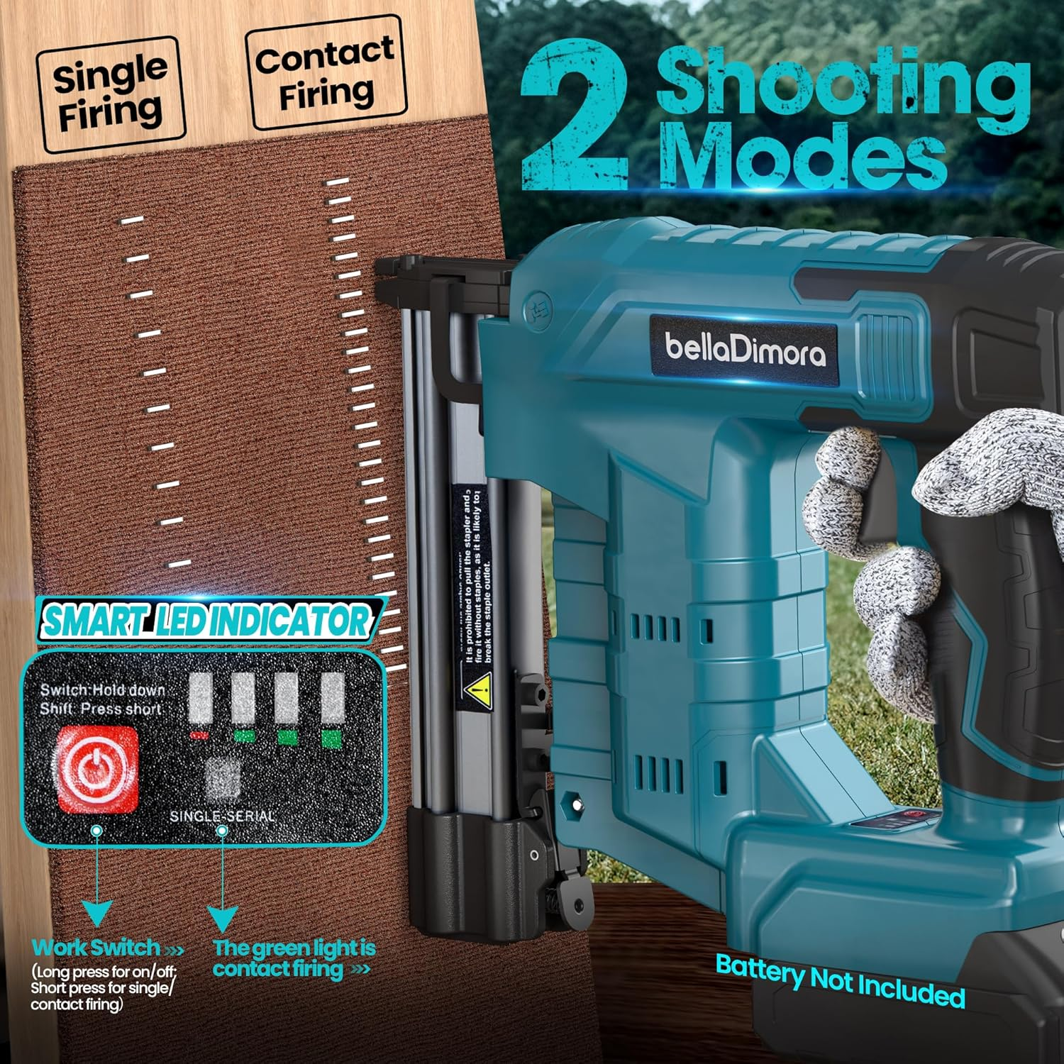 18GA Cordless Brad Nailer for Makita 18V Battery, 2 in 1 Nail Gun & Staple Gun with 1000 Nails &1000 Staples, Battery Powered Nail Gun for Home Improvement(No Battery) image number 4