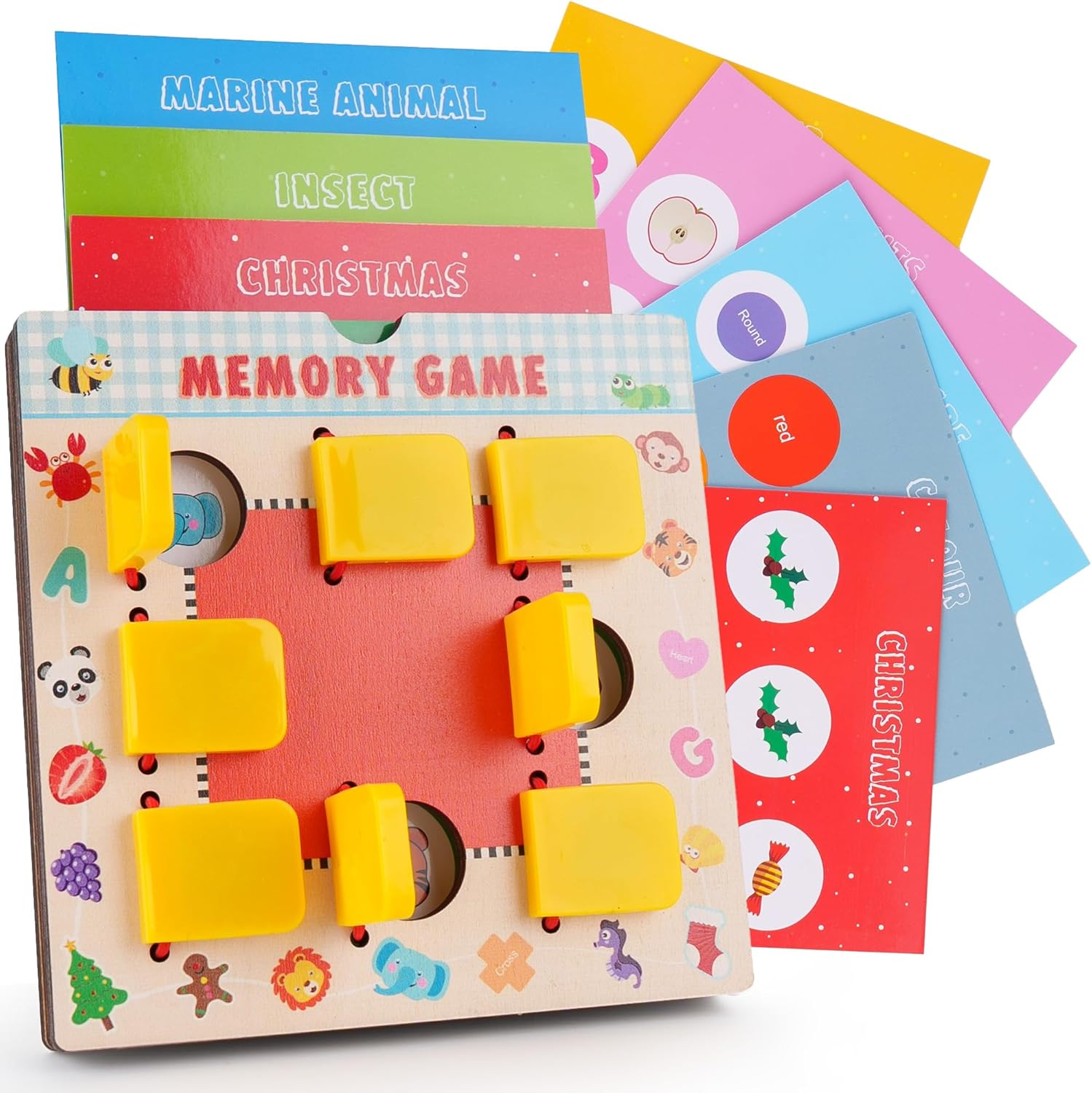 TINYLENS Kids Memory Game, Toddler Travel Toy with 10 Double-Sided Cards, Flip Board for Ages 3-6, Travel Memory Game for Airplane & Road Trip image number 3