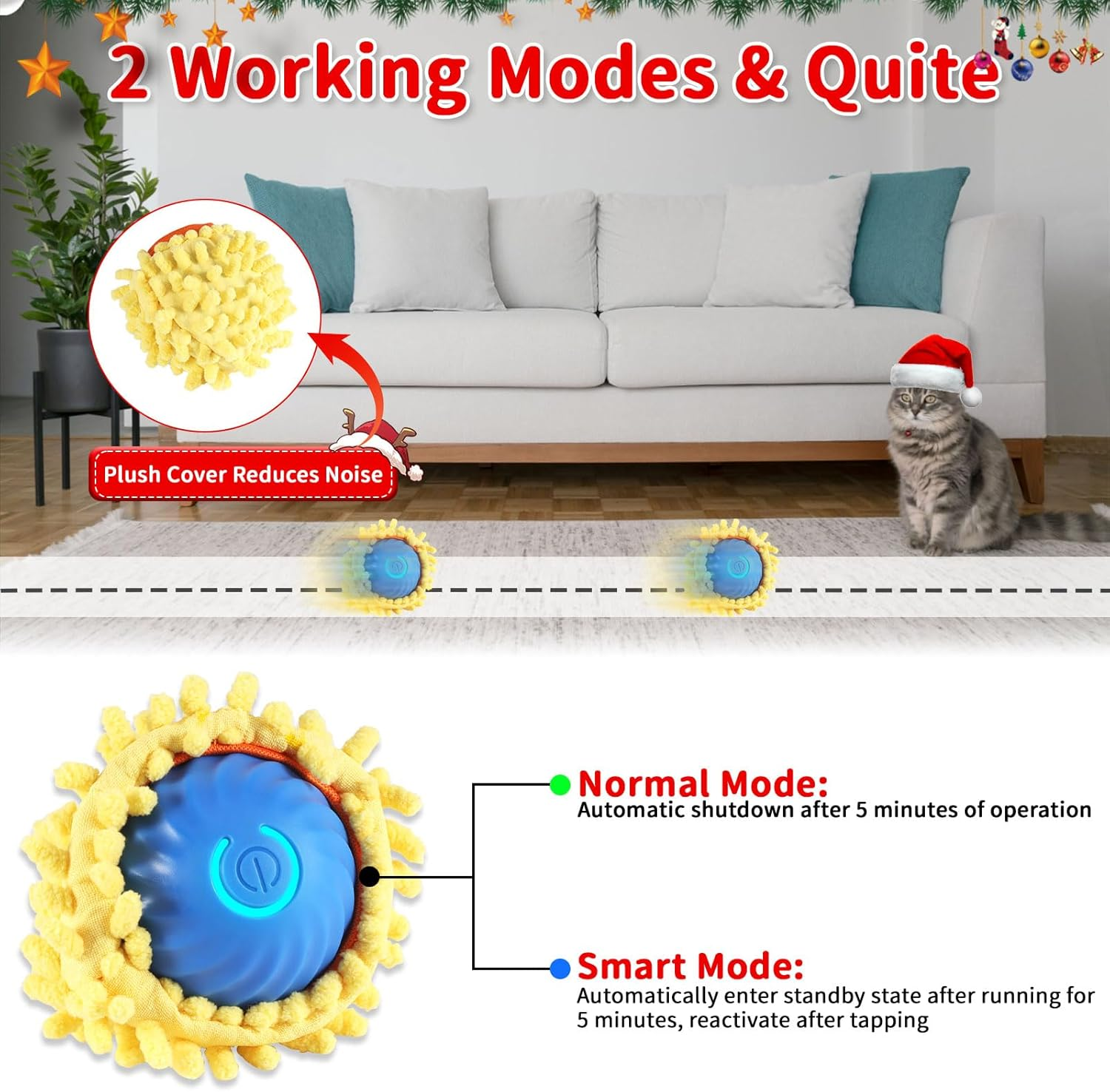 Interactive Cat Toys for Indoor Cats, Electric Rolling Cat Ball in Pouch, Simulation Hunting Toys for Cats, Hunting Hood with Cat Ball, Rechargeable Hide and Seek Cat Toy image number 1