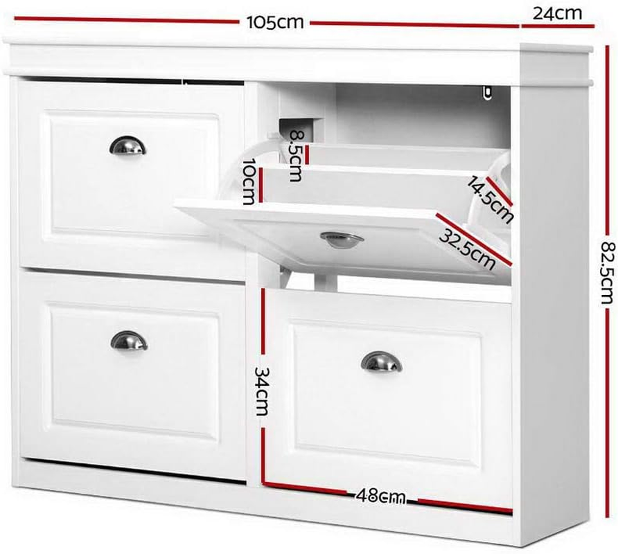 Artiss Shoe Cabinet Shoes Storage Rack Organiser White Shelf Cupboard 24 Pairs Organizer Footwear Display Stand Closet Holder Unit Solution Furniture System Space Capacity Design Convenience image number 1