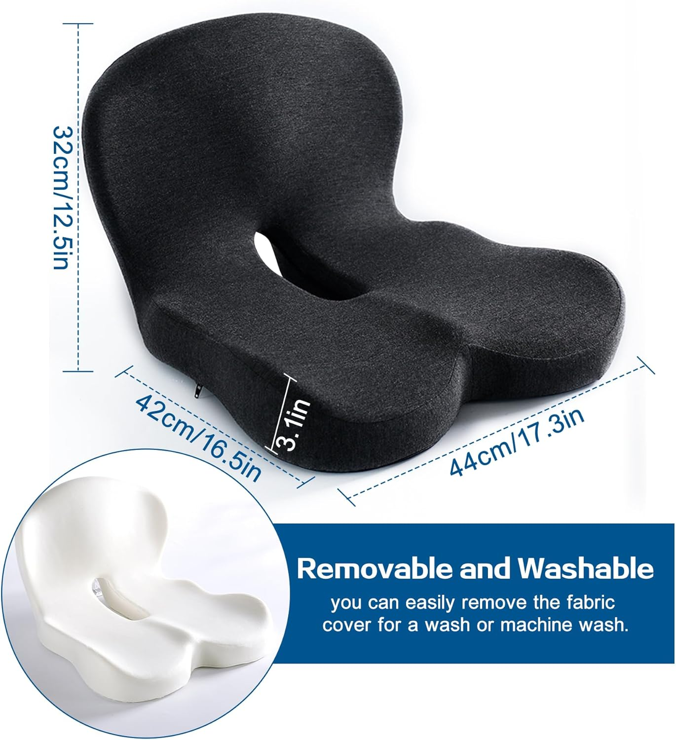 Car Seat Cushions for Long Sitting, Ergonomic Office Chair Cushion with Lumbar Support for Back Pressure Relief, Memory Foam Truck Seat Cushion, Sciatica and Back Pain Cushions for Trucker Accessories