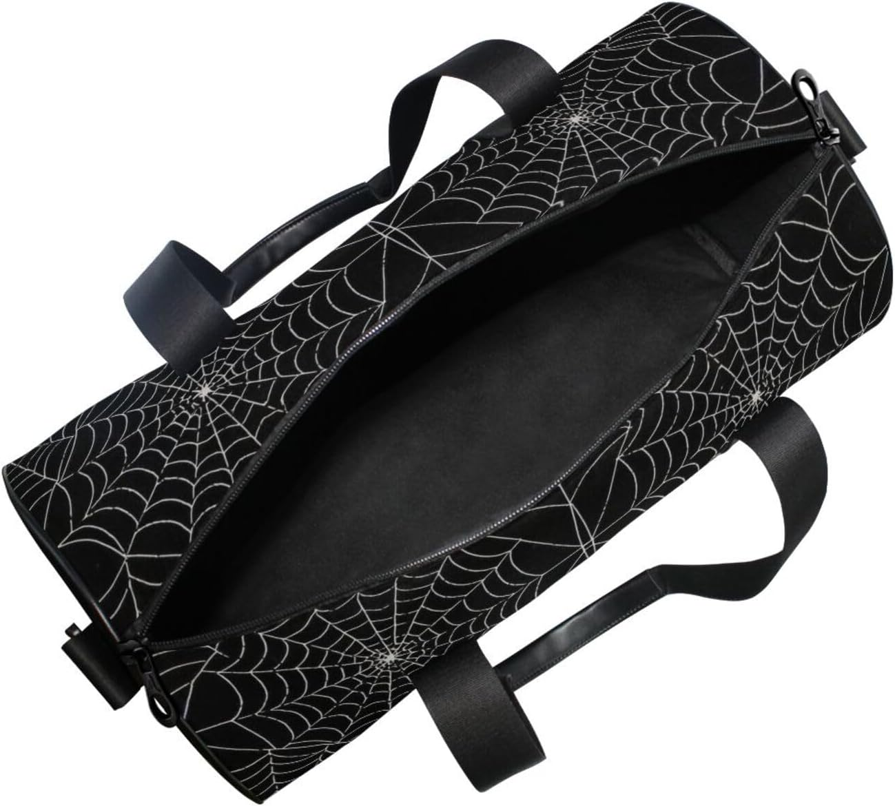 Gothic Black Halloween Spider Web Large Duffle Bag Overnight Bag Airplane Traveling Foldable image number 3