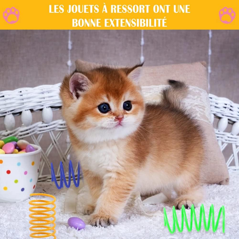 Cat Toy, Cat Spring Toy, Colourful Creative Plastic Spiral Springs Spiral, Interactive Spiral Cat Toy, Plastic Spiral Springs, Spiral Cat Toy, Toy Spiral Springs, 24 Pieces