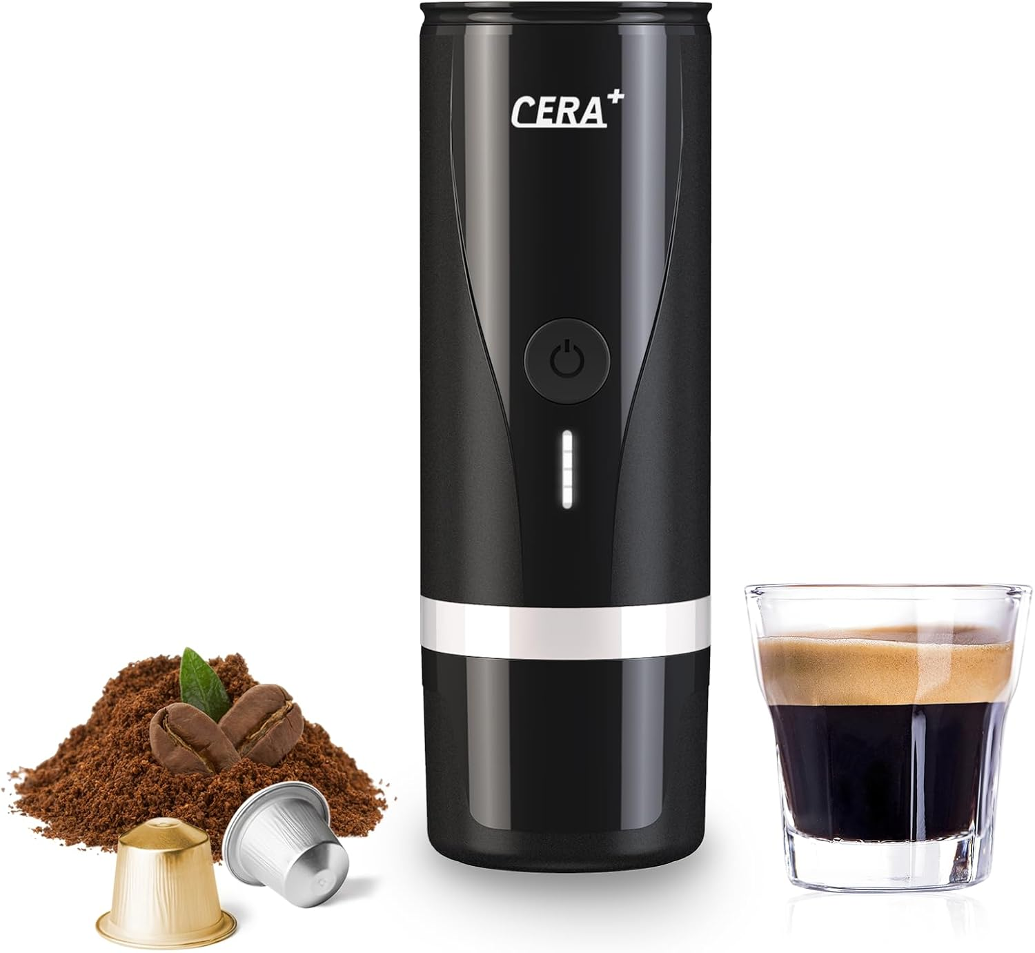 CERA+ Portable Electric Coffee Maker Espresso Machine Mini Compatible with Ground Coffee and NS Capsules Fast Brewing Espresso for Camping Office (Electric Extraction over 100 CUPS) image number 2