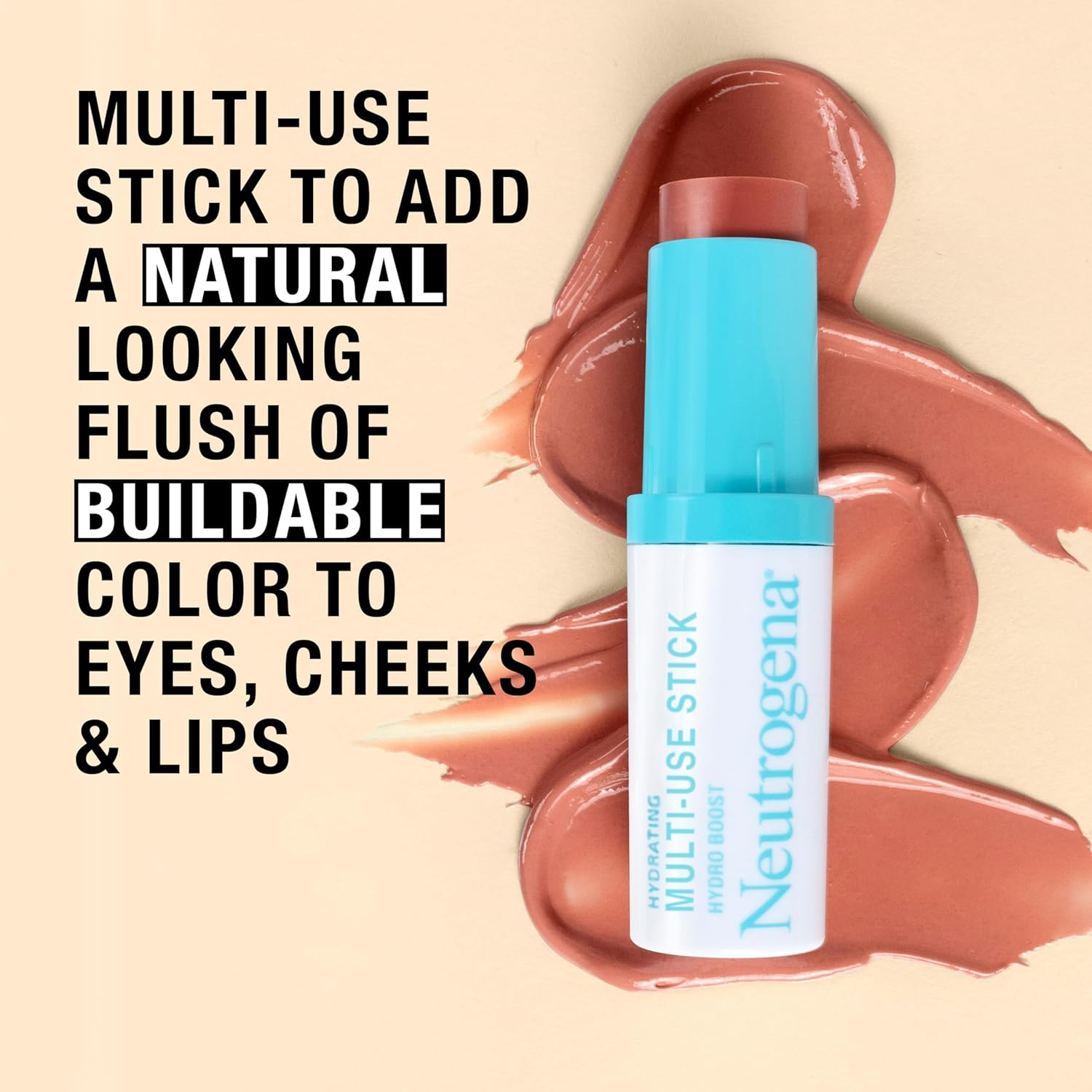 Neutrogena Hydro Boost Hydrating Multi-Use Makeup Stick with Hyaluronic Acid, Multipurpose Colored Makeup Balm for Lips, Cheeks & Eyes, Non-Comedogenic, Paraben-Free, Temptation, 0.26 Oz image number 3