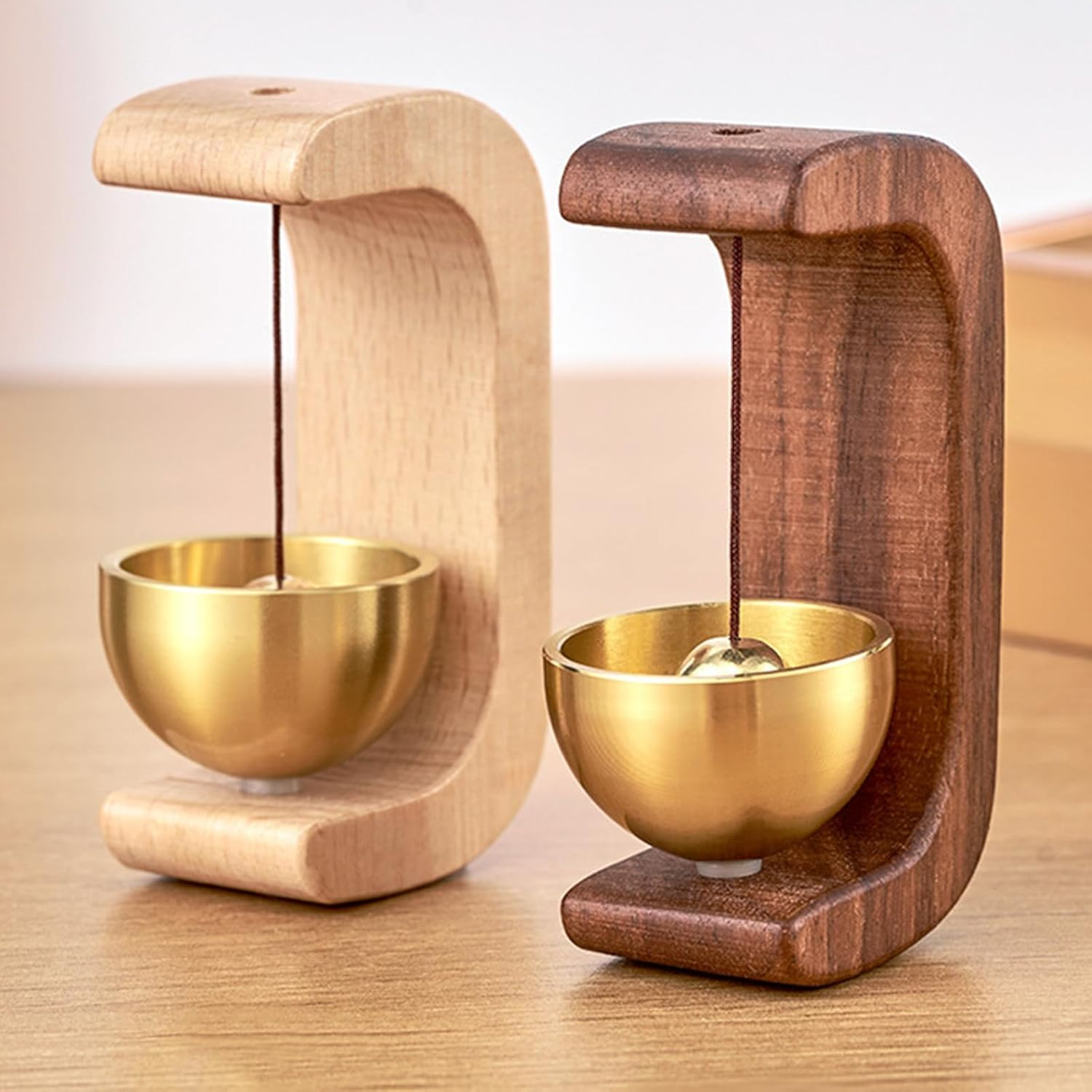 Wooden C Shaped Wind Chime，Suction Door Type Solid Wooden Wind Chime, Shopkeepers Bell for Door Opening, Magnetic Doorbell, Cute Decorative Doorbell For, and Restaurant (Dark Color) image number 6