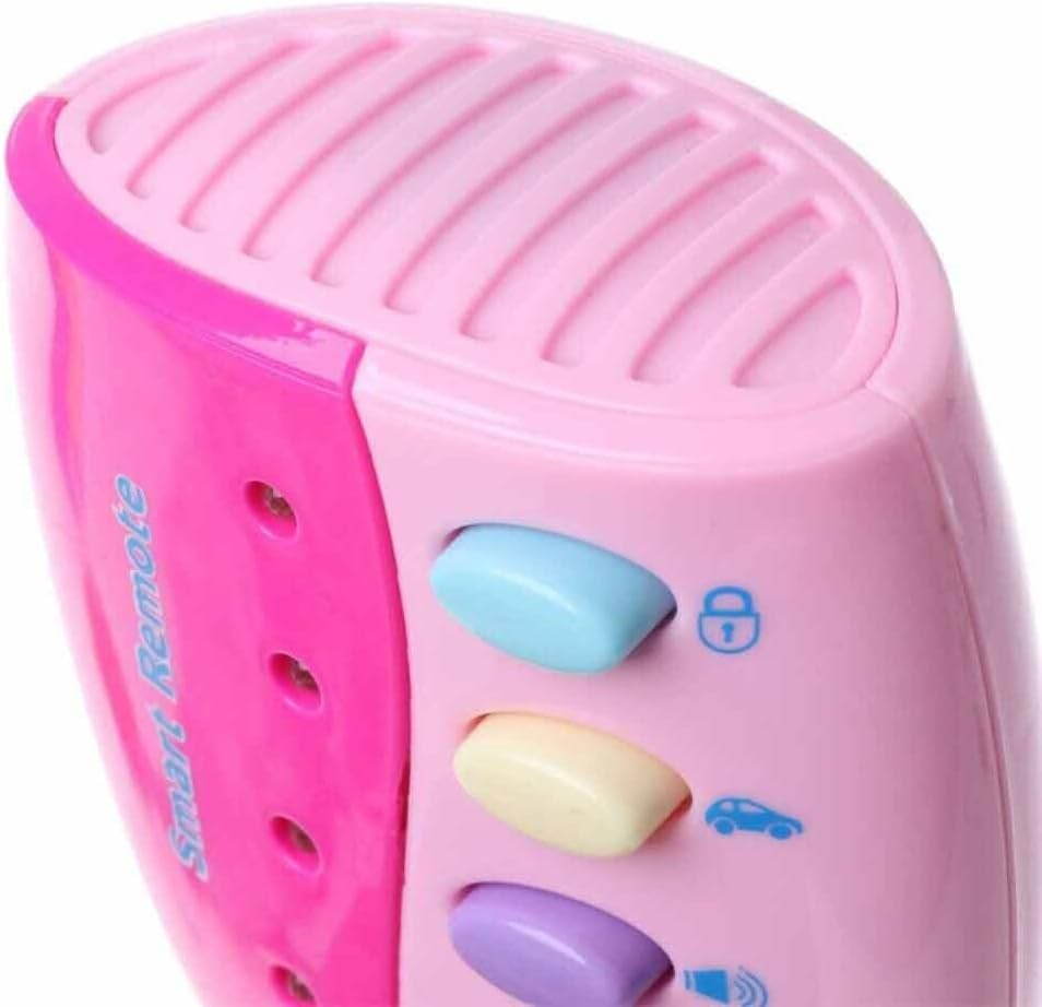 Musical Smart Remote Key Toy Set with Sound and Lights - Baby Colorful Remote Pretend Car Keys (Pink) - Pink image number 6