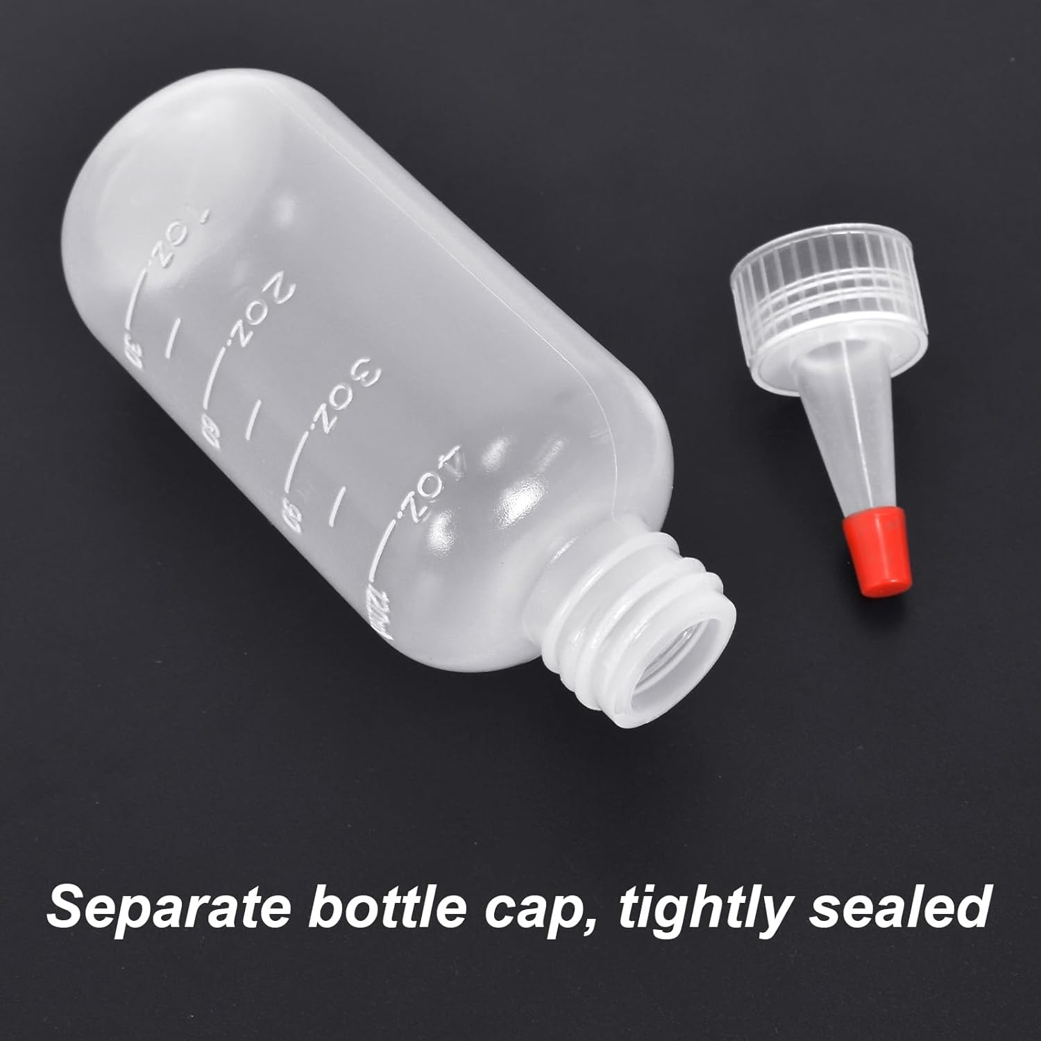 Pack of 2 Applicator Bottles with Tip, 120 Ml / 4 Oz Squeeze Bottle Transparent with Graduated, Plastic Hair Dye Bottles, Plastic Squeeze Bottle for Glue, Crafts, Salon Hair Care (120 Ml) image number 5