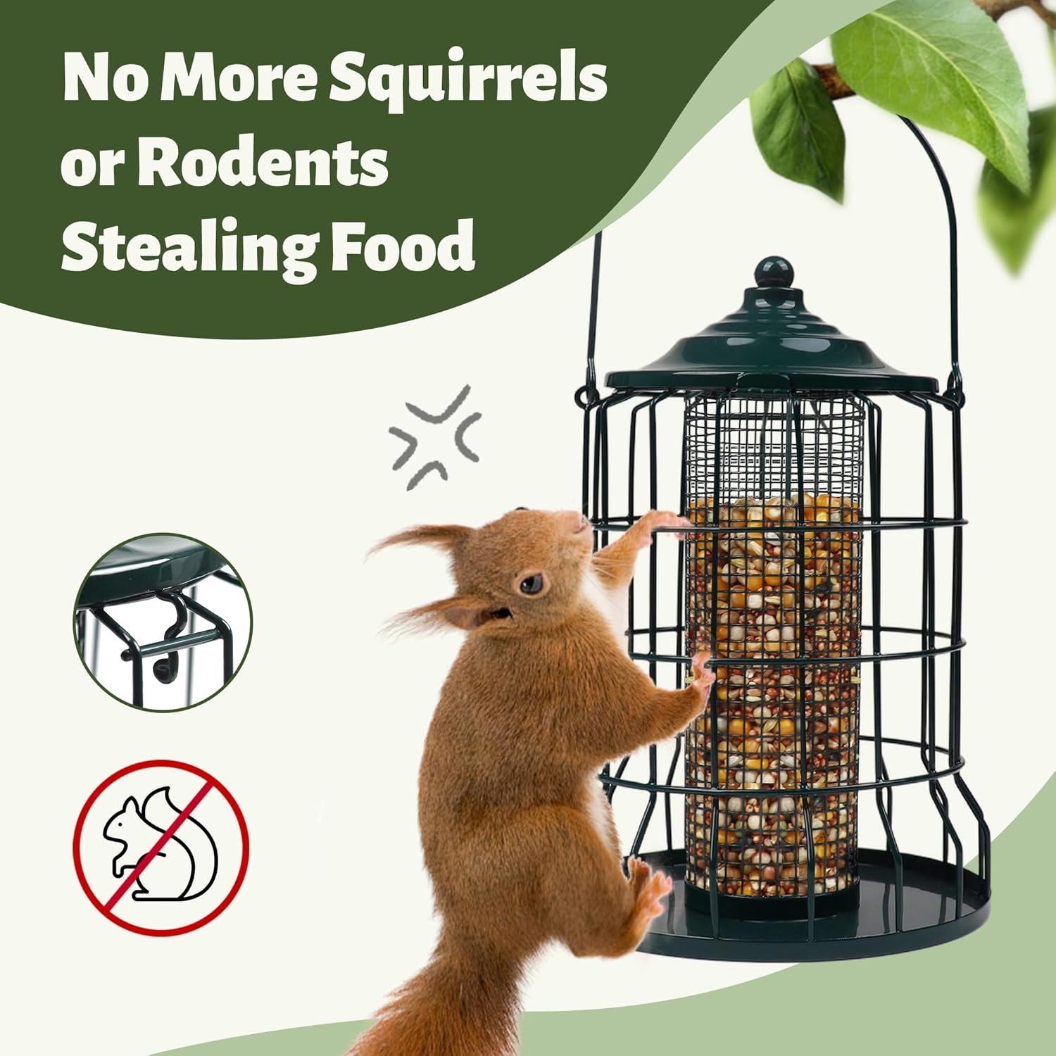 Wild Bird Feeder Squirrel Proof for Outdoors Hanging, All Metal Bird Seed Feeders for outside Winters for Cardinals Capacity Goldfinch image number 3