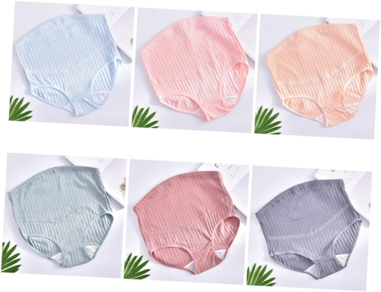 KOMBIUDA 3Pcs High Waist Cotton Maternity Panties Splice Stomach Lift Nursing Underwear for Pregnant Women Stretchy Breathable Comfortable Support image number 2