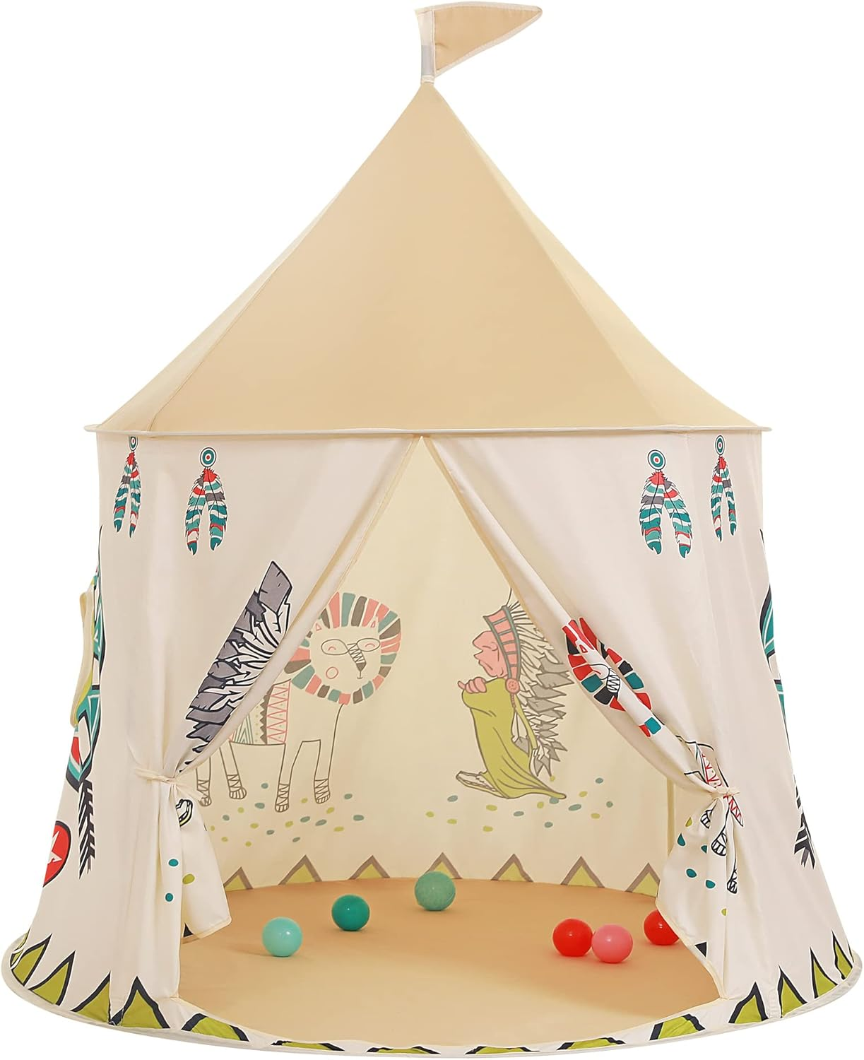 Kids Play Tent Pop-Up Indian Tent Tipi Princess Prince Castle Play Tent EN71 ASTM Certified Indoor Outdoor Portable Playhouse Boys & Girls Birthday Gift image number 6