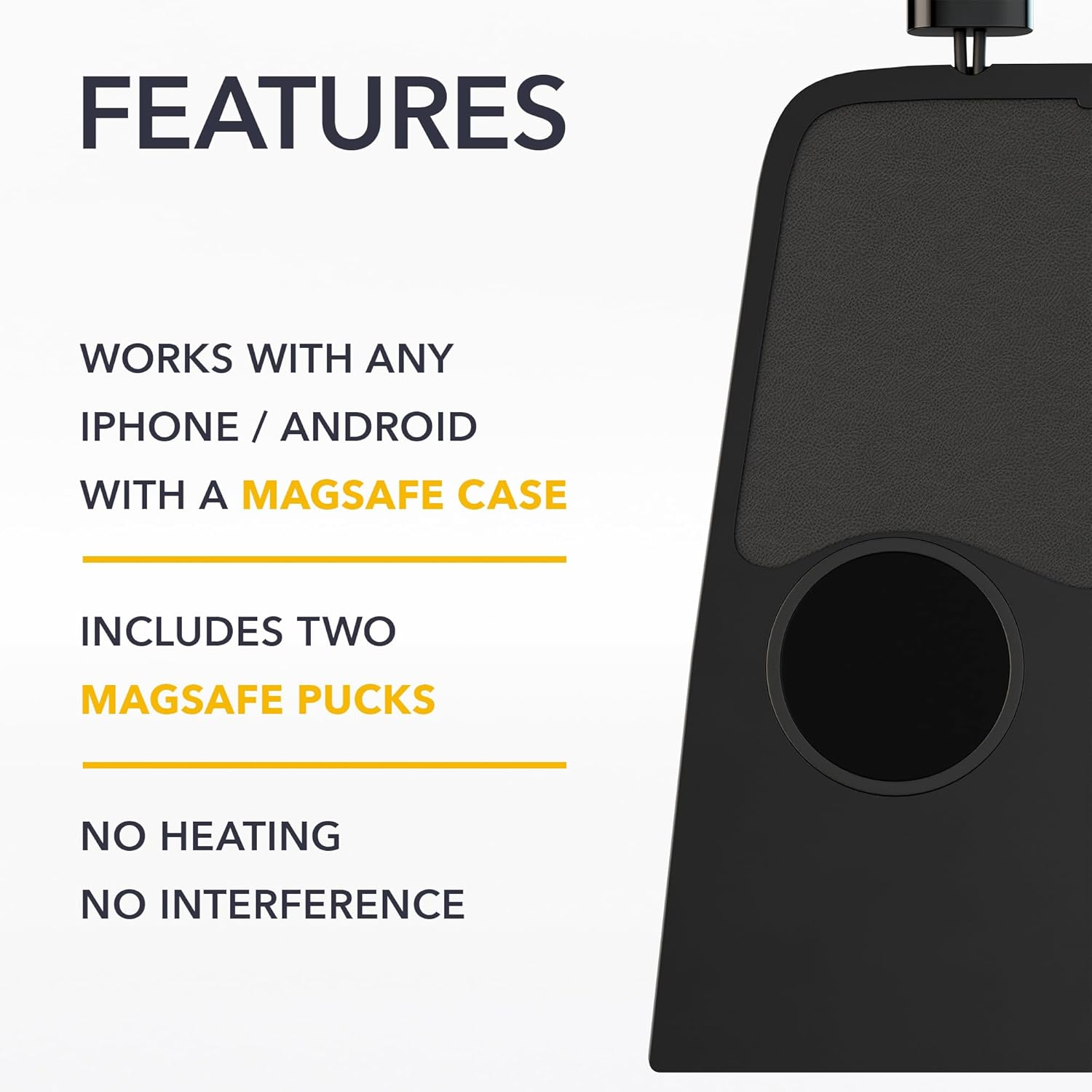 TWRAPS Dual Wireless Charging Pad for Ford Mustang Mach-E, Magnetic Charger for Iphone 16 Pro Max & Compatible with Magsafe Phone Cases Center Console Dock, USB Port 20W, Mach E 2021-2026 Accessories image number 4