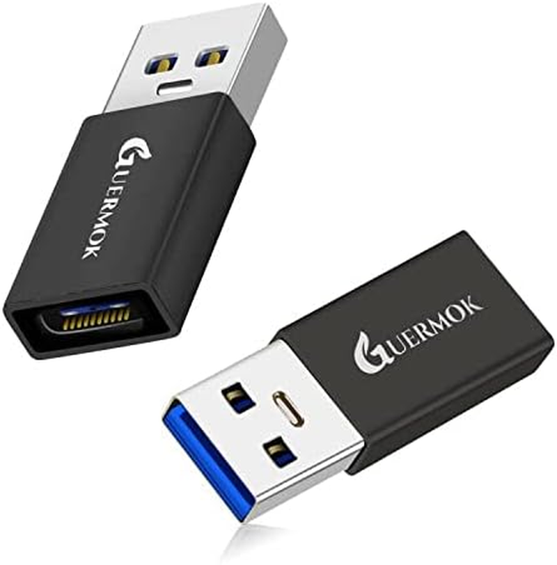 Guermok USB C to USB Adapter 3.0(2-Pack), USB C Female to USB Male Adapter Compatible with Iphone 14 15 16 Pro Max, Ipad Laptops PC Power Banks and More USB-A Devices, 5Gbps & Fast Charging