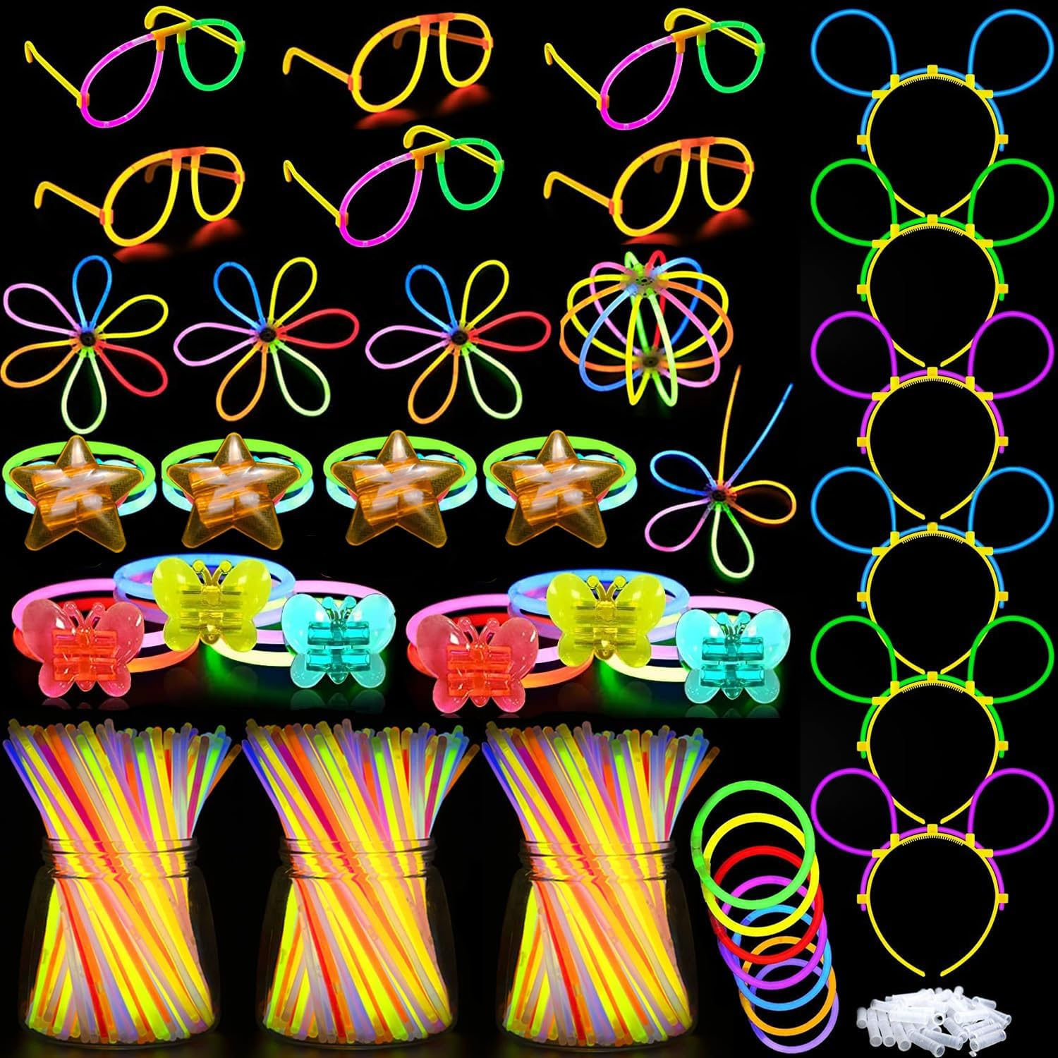 628 PCS Glow Sticks Bulk, 8" Glowsticks with Connectors Bracelets Necklaces Balls Eyeglasses and More for Kid Party Birthday Dark Party Supplies Adults Party Deco Camping Wedding image number 4