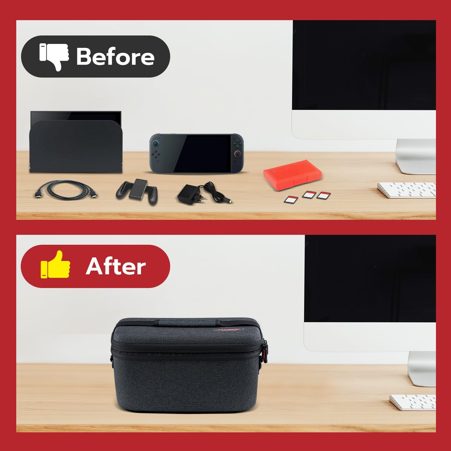 Mcbazel Storage Bag for N-Switch 2, Portable Full Protection Carrying Travel Bag with 24 Game Cards Storage for Switch 2 Controller and Other Accessories image number 5