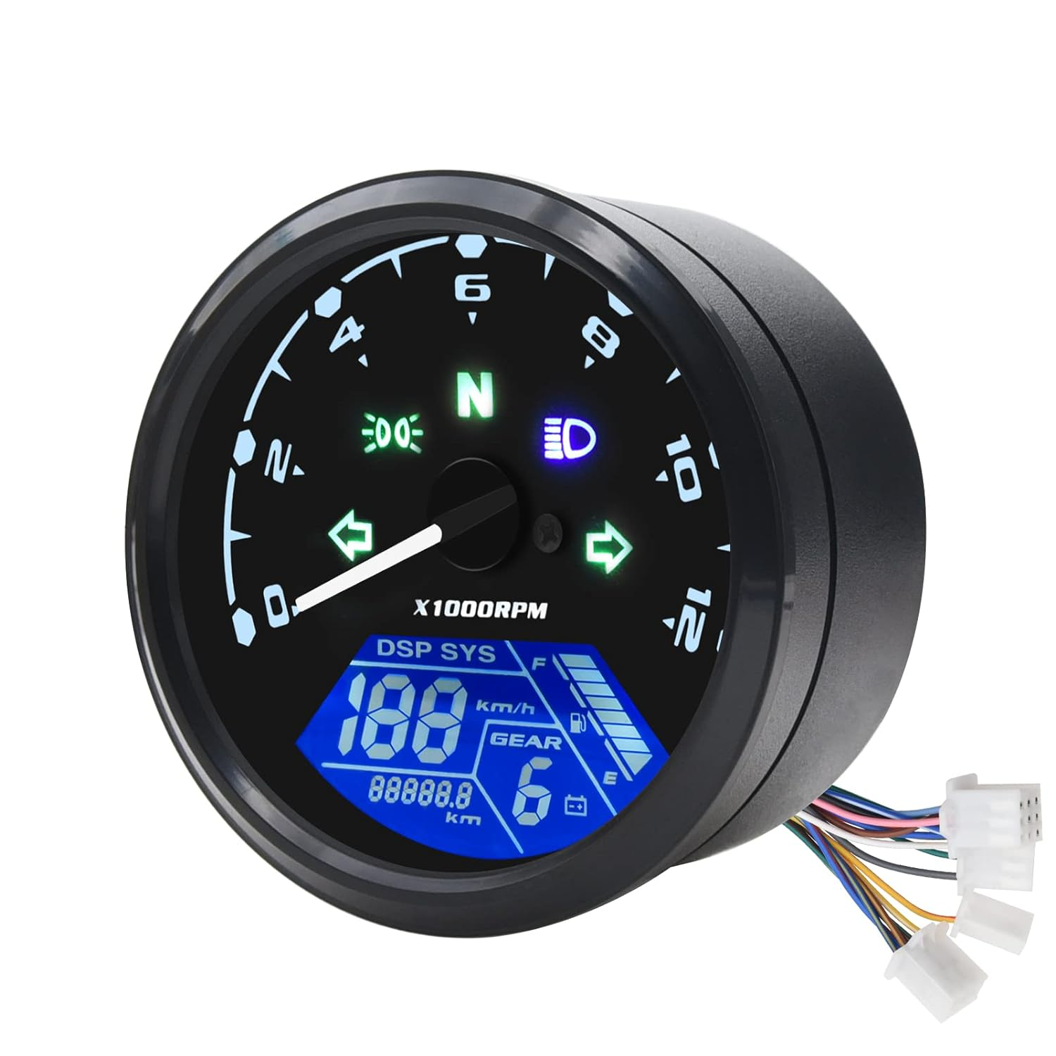 Motorcycle Digital Speedometer Tachometer Gauge DC 12V Universal Tachometer Gauge Motorcycle Gauge Motorcycle LCD Tachometer Odometer Fuel Meter Digital Gauge Universal for Motorcycle image number 1