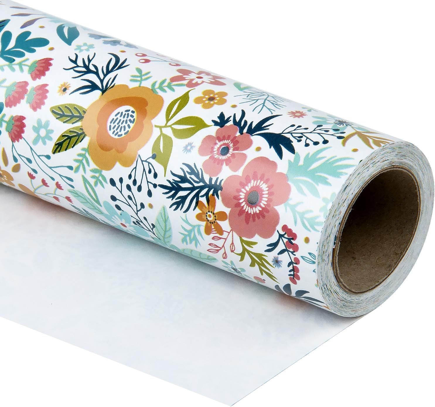 WRAPAHOLIC Wrapping Paper Roll - Mini Roll - 17 Inch X 33 Feet - Floral Design for Mother'S Day, Birthday, Wedding, Baby Shower Yellow BZP-17-JD-FLOY ,1 ,1.0 Count