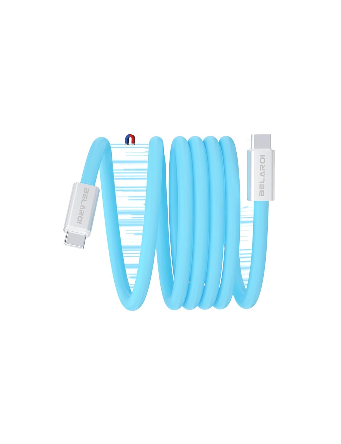 BELAROI Magnetic USB C to USB C Charging Cable [240W/140W/100W PD Fast Charging][480Mbps Data Sync] Soft Silicone Durability with Aluminum Connector for Macbook/Iphone 15/16 Pro/Plus/Android (Purple)