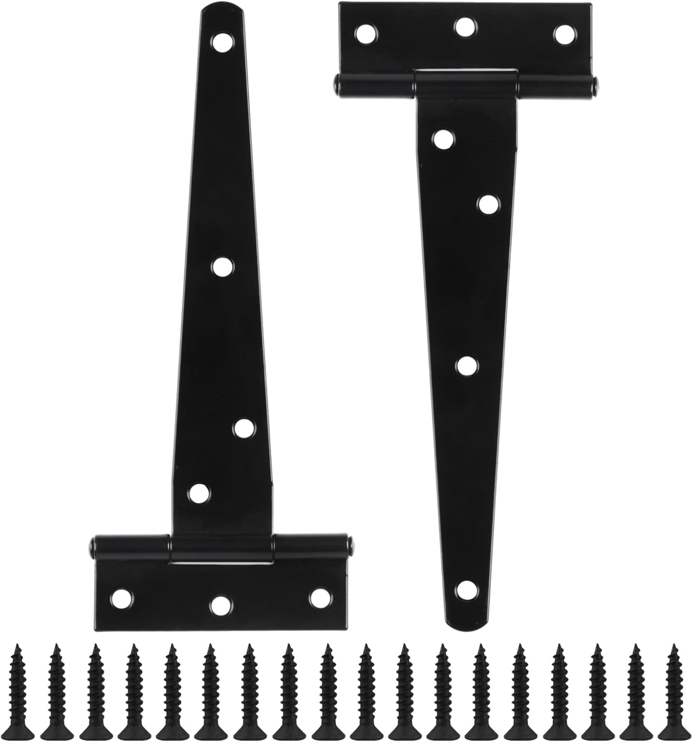 2 Pack 6 Inch T Strap Hinges, Shed Door Gate Hinges, Heavy Duty Black Outdoor Tee Hinge for Wooden Fences, Barn Door Gates Hinge for Shed Door Hardware (2, 6 Inch) image number 4