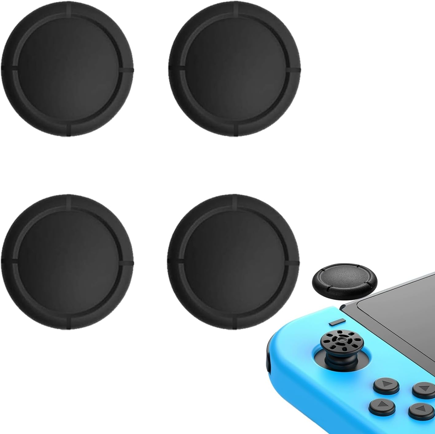 Replacement Joystick Covers for Nintendo Switch/Oled/Lite, Silicone Analog Joystick Cover Thumb Stick Cap, Thumb Grips for Nintendo Switch Joycon, Analog Stick Cover (8PCS Black)