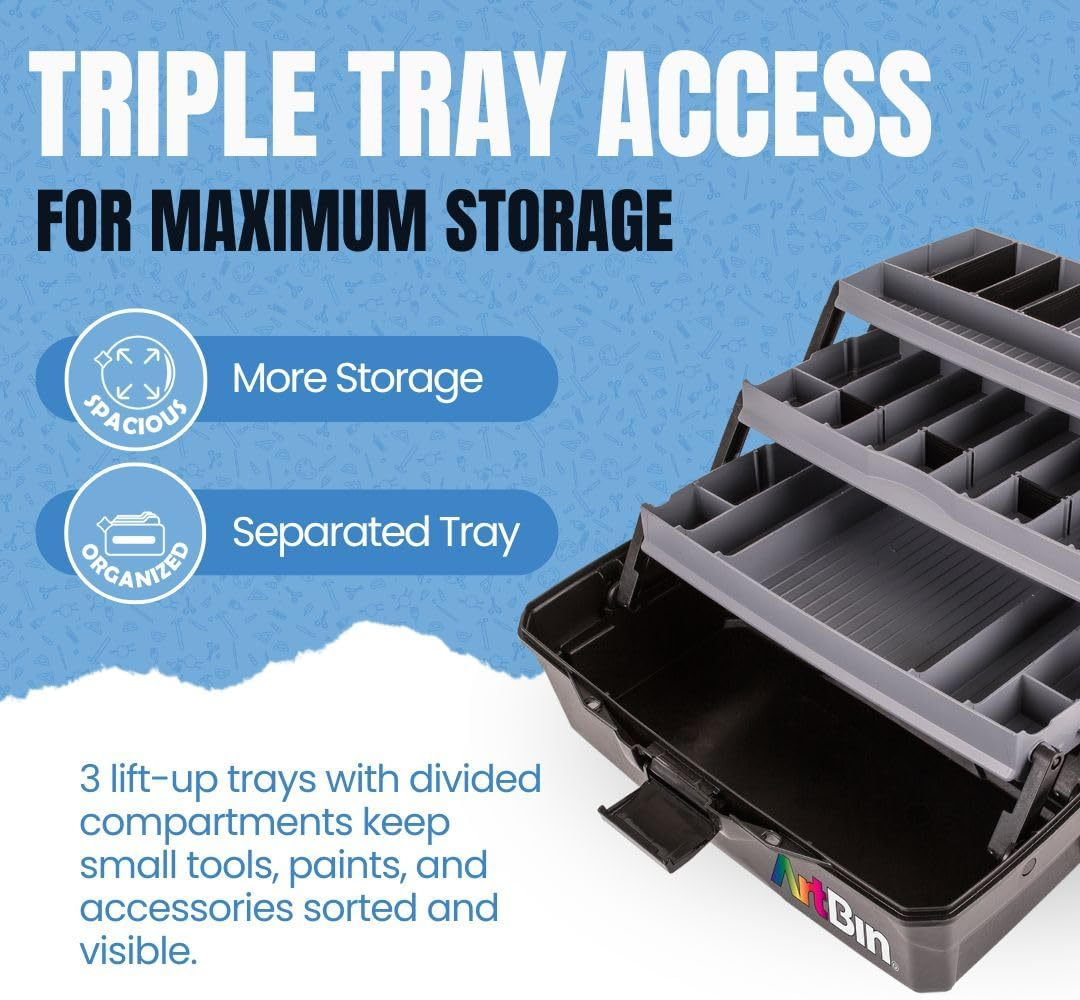 Artbin 6893AG One Tray Art Supply Box, Large, Gray, Small/Tall image number 4