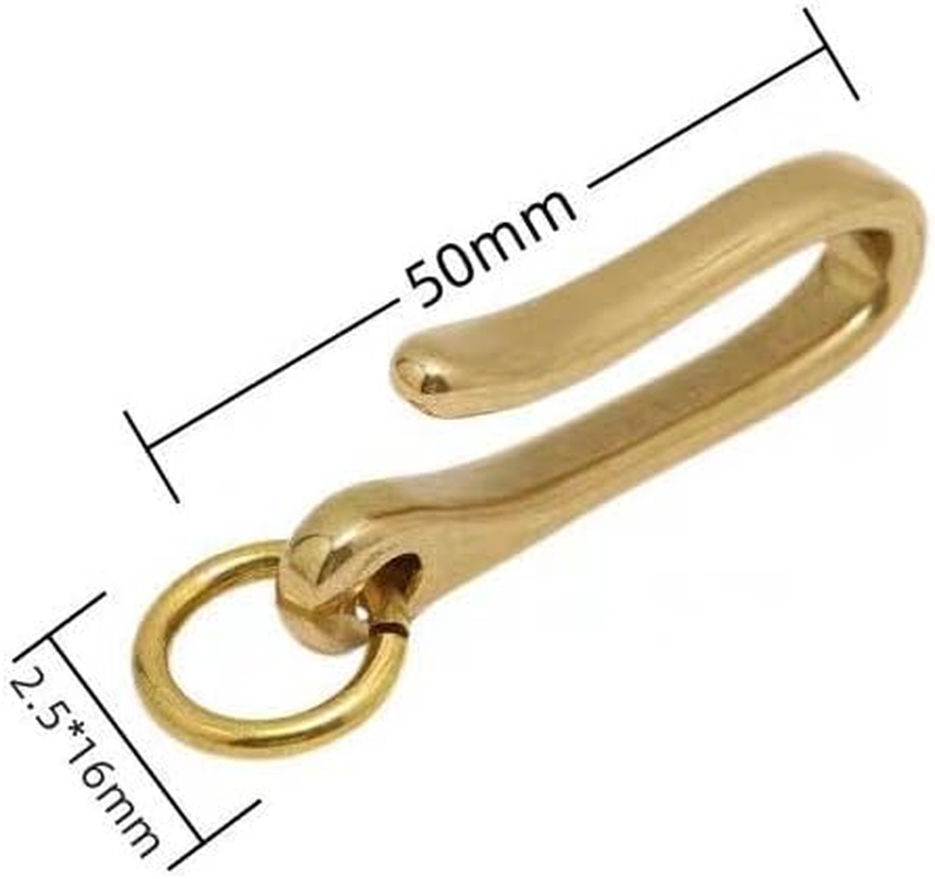 Solid Brass U Hook Key Loop Pocket Clip with Ring, Simple Style Car Keychain for Men Women image number 1