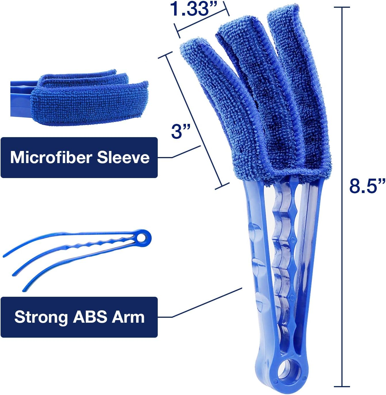 Procest 2 Pack Window Blind Cleaner Duster Tool with 6 Each Microfiber Sleeves, Blind Cleaner Tools for Window Blinds, Jalousie Shutter, Air Conditioner image number 3