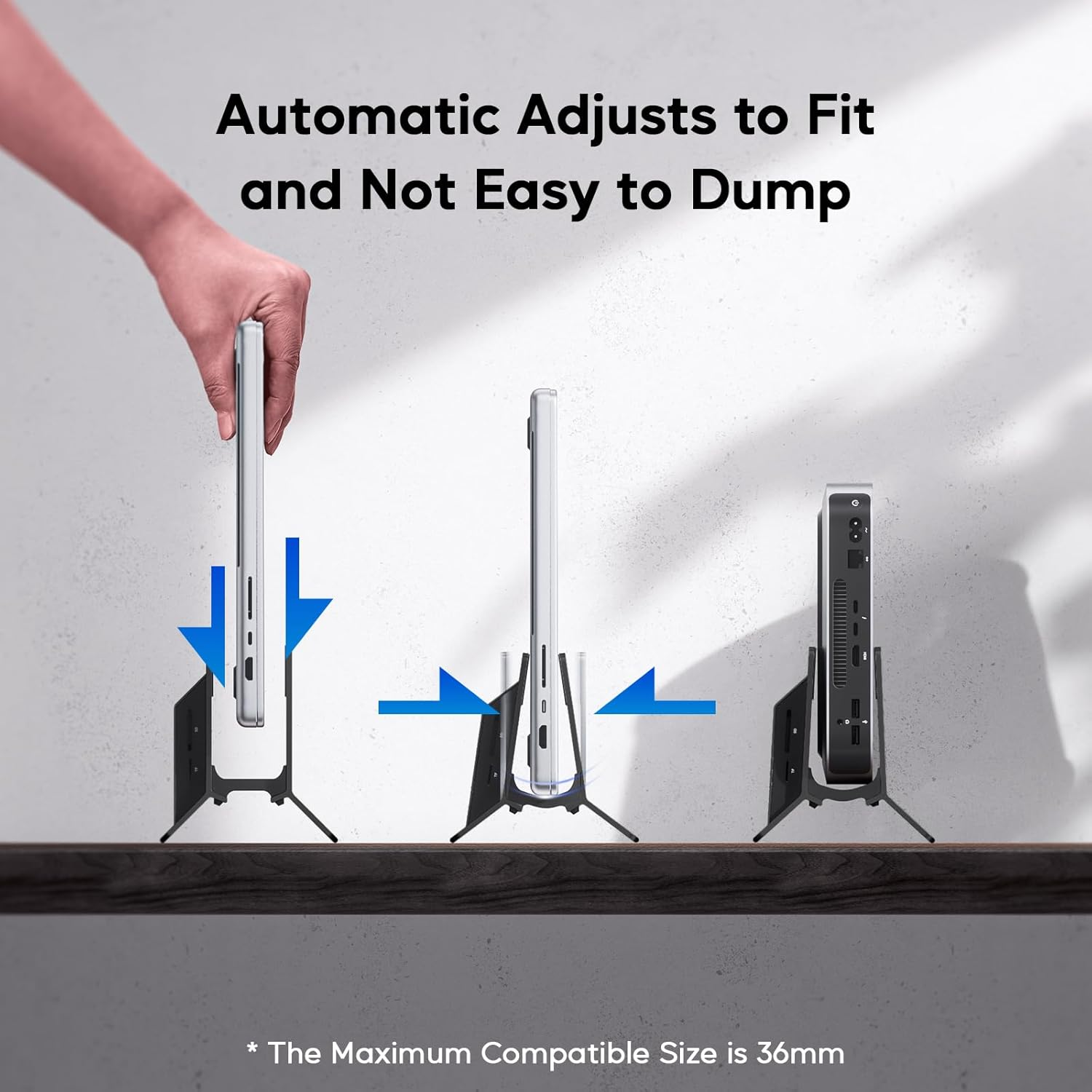 PULWTOP Vertical Laptop Docking Station for Macbook Pro Air, Support M.2 SSD Expansion, HDMI 4K, 2 USB-C 10Gbps, 2 USBA 5Gbps, RJ45, SD/TF, USB-C 100W PD Dock for Full-Featured Type-C Laptops - Black image number 4