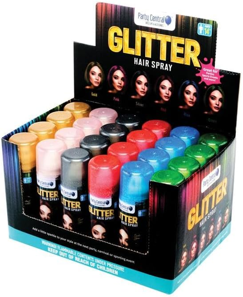 6X Hair Spray Paint GLITTER Non-Toxic Washable Party Fun Fluro Dye Colouring image number 1