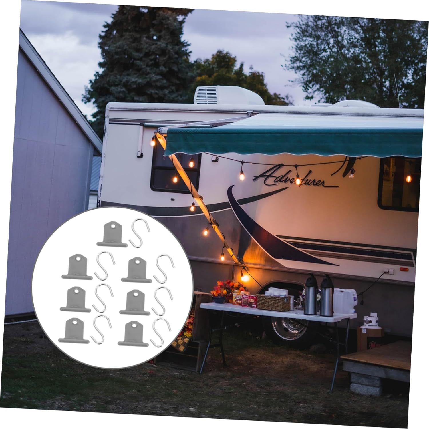 Totority 7Pcs Camping Awning Hooks Replacement for Rv Caravan Rail Hook Lightweight Awning Piping Accessories image number 1
