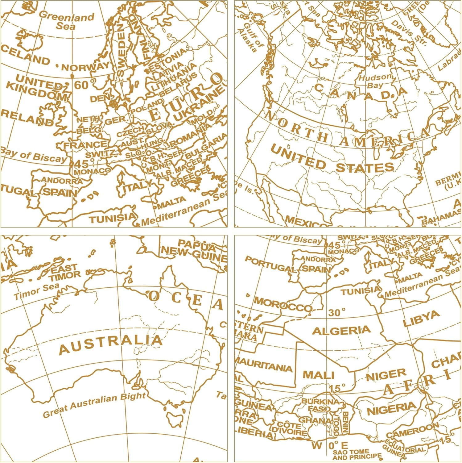 Exerz World Globe (Dia 8"/20 Cm) - Educational/Geographic/Modern Desktop Decoration - Metallic Golden World Globe Diameter 20 CM image number 6