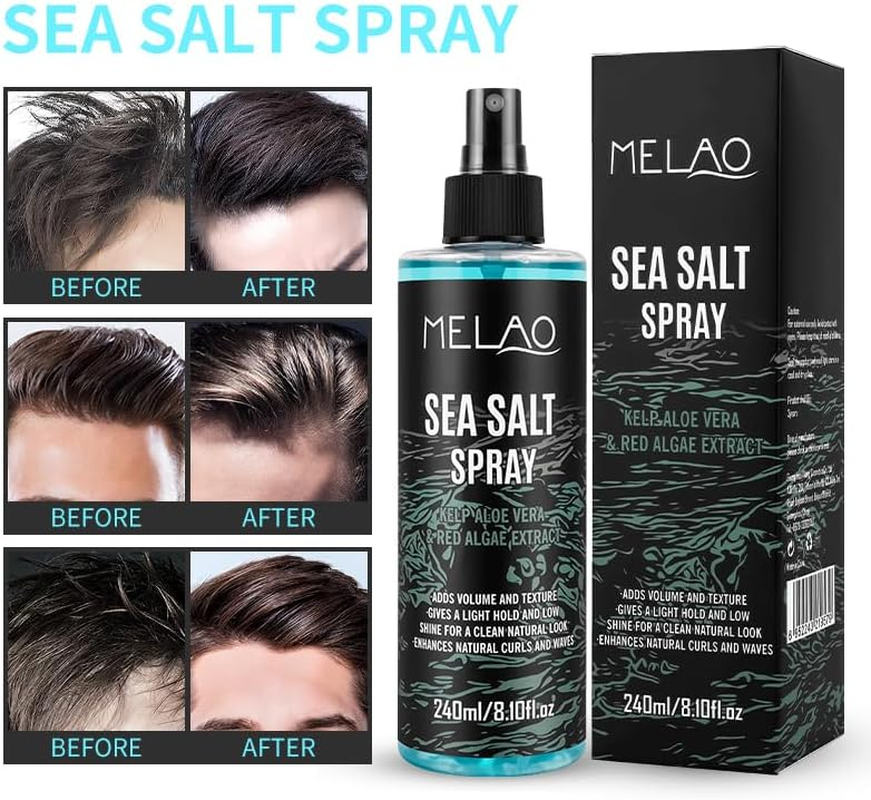 Sea Salt Spray for Hair Men,240Ml Texturizing Spray with Kelp, Aloe Vera & Red Algae Extract,Natural & Organic, Alcohol-Free, Lifts and Texturizes Hair for a Beach or Surfer Hair Style image number 3