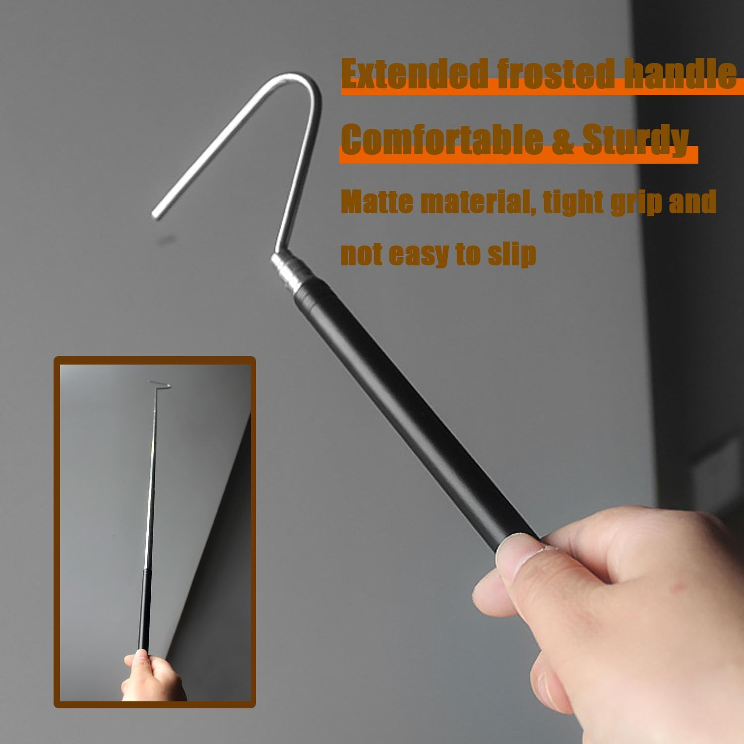 Shengsenfu Adjustable Stainless Steel Snake Hook, Extensible Snake Hook, Retractable Reptile Hook, Pick-Up Handling Tool, Extensible Grappling Hook, Pet Snake Accessories, Pool Skimmer Basket Hook image number 2