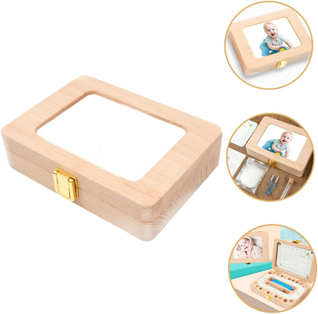 Wooden Teeth Box Keepsake Storage for Lost Teeth Dentist-Approved Portable Decorative for Boys and Girls image number 2