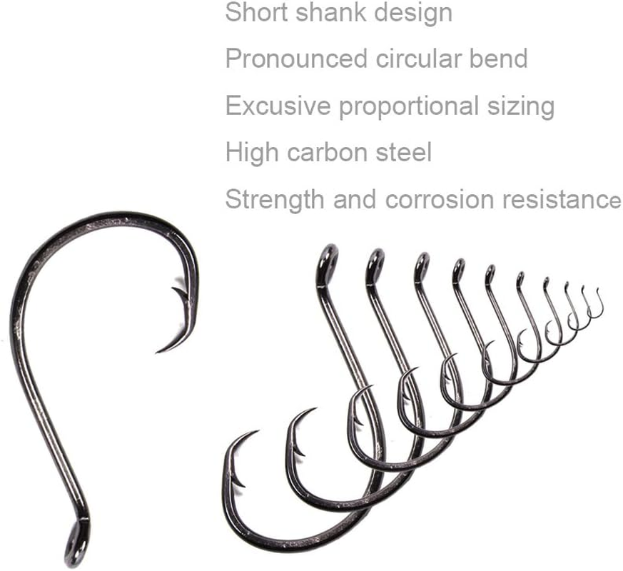 Croch 150 Pack Octopus Circle Hooks Offset Point 6 Size #1, 1/0, 2/0, 3/0, 4/0, 5/0 image number 3