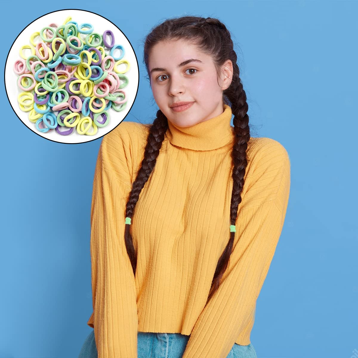 Color Hair Ties, 100 PCS Toddlers Girls Elastics Hair Bands for Girls Hair, Hair Accessories image number 3