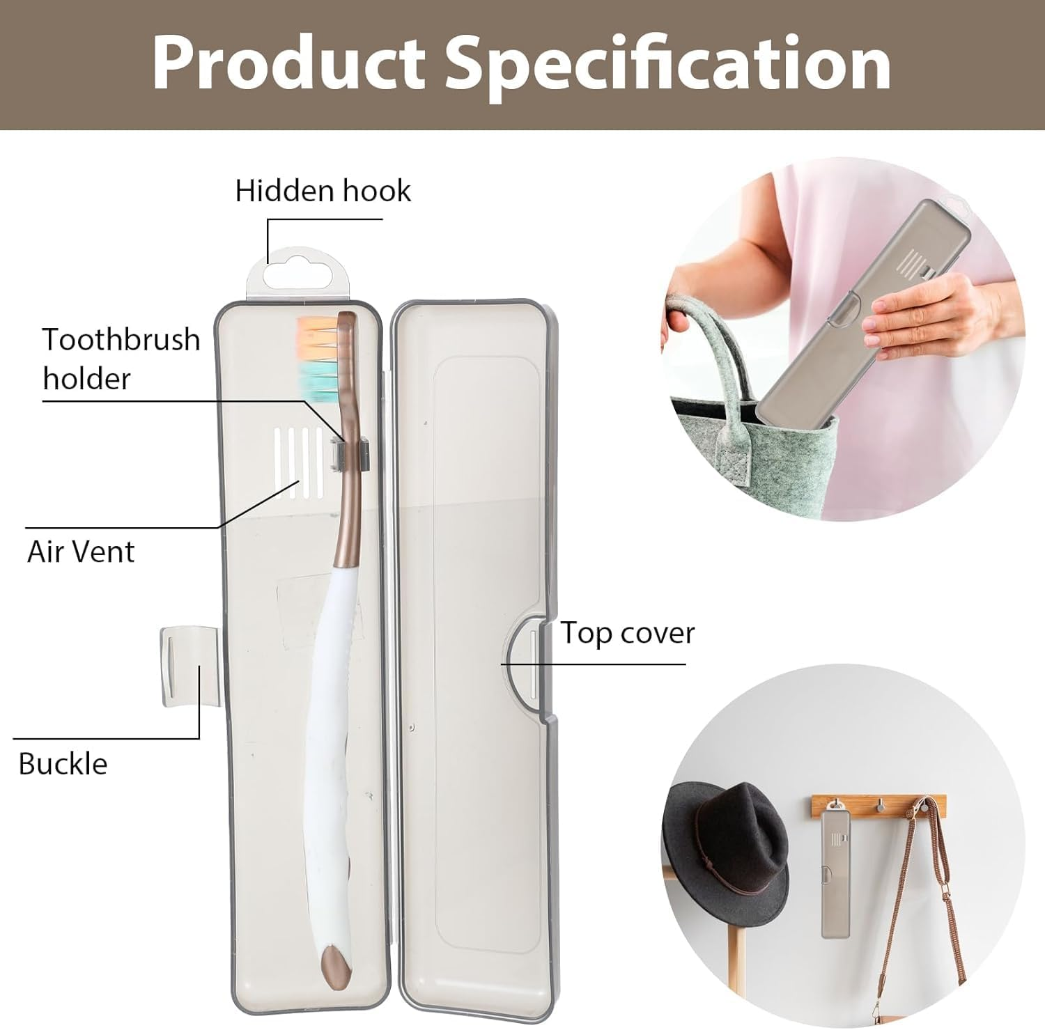 Portable Clear Travel Toothbrush Case, 4Pcs Plastic Transparent Toothbrush Carrying Boxes, Plastic Travel Size Toothbrush Holder for Traveling image number 6