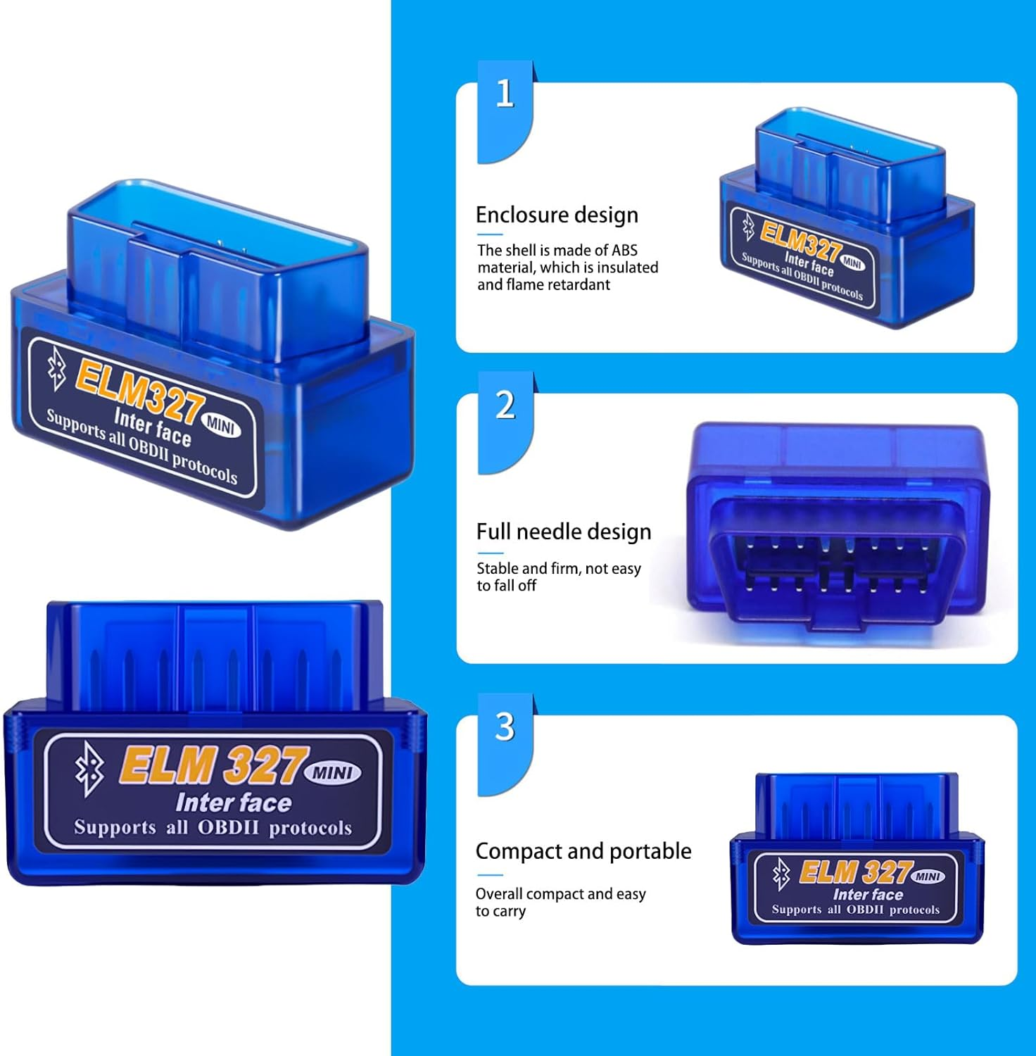 Obd2 Scanner, Elm327 Dual-Mode 5.1 Bluetooth OBD Scanner, Obd2 Diagnostic Scanning Tool, Car Scanner，Check Engine Reader, Compatible with Ios, Iphone, Ipad and Android image number 3