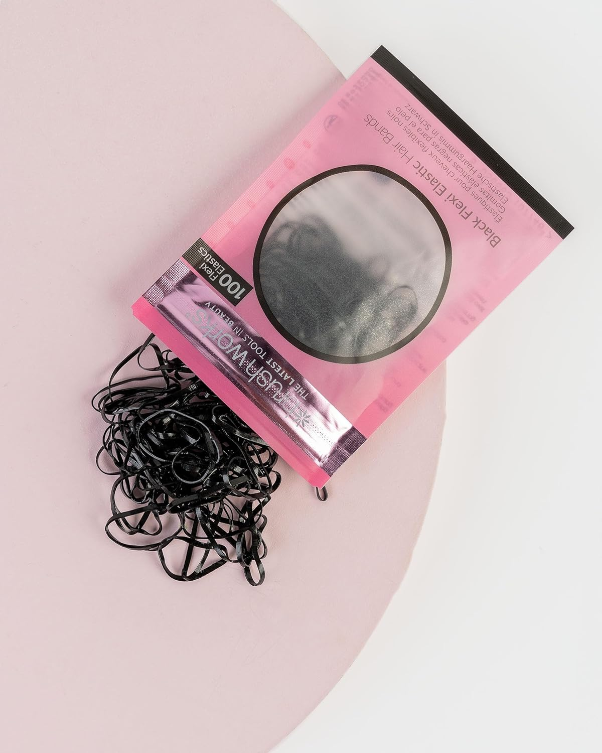 Brushworks Black Flexi Elastic Hair Bands - 100 Pieces image number 5