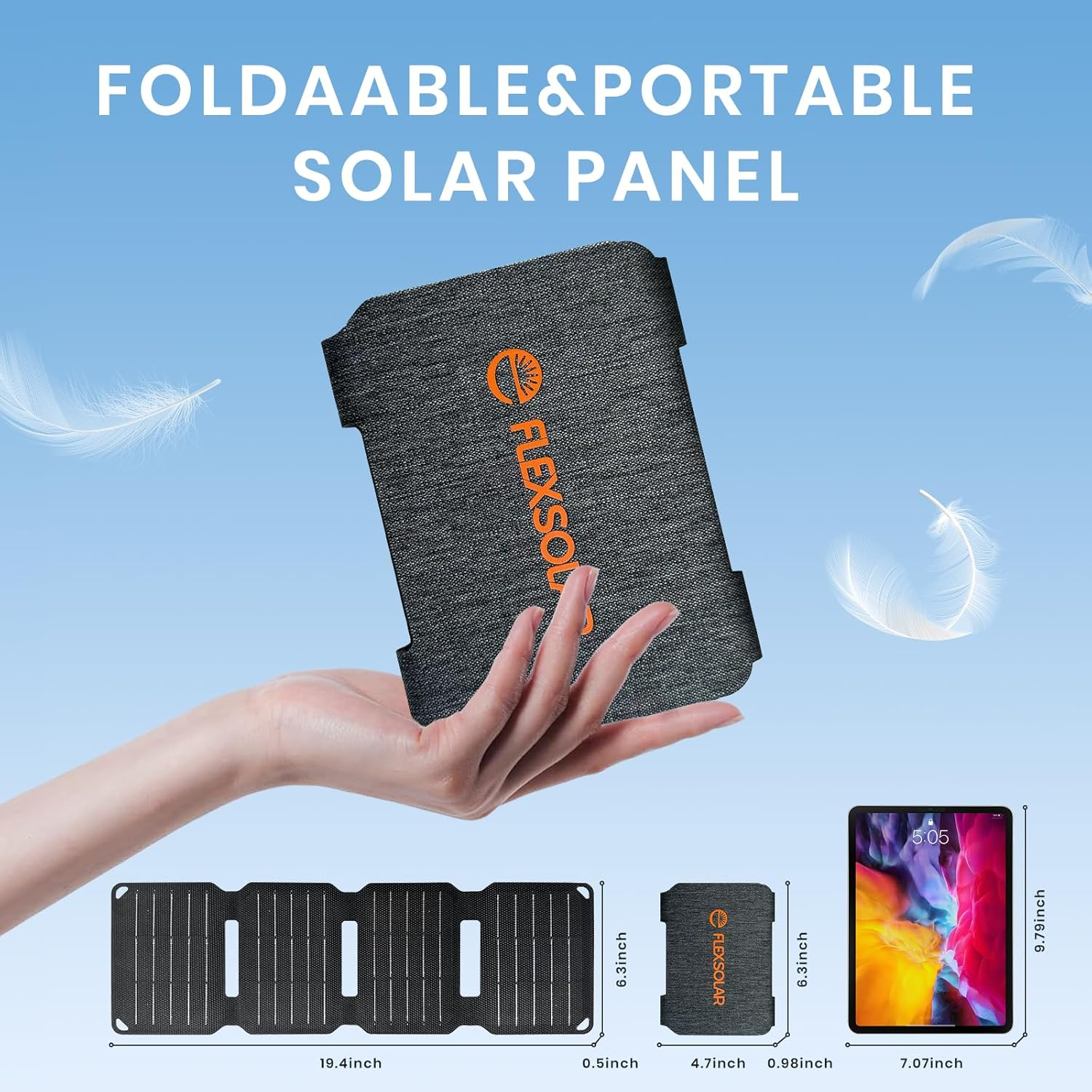 Flexsolar 10W Foldable Mini Solar Panel Charger for Camping, Waterproof Solar Panel Compatible with Smartphones,Usb Devices for Camping, Hiking and Outdoor Activities image number 2