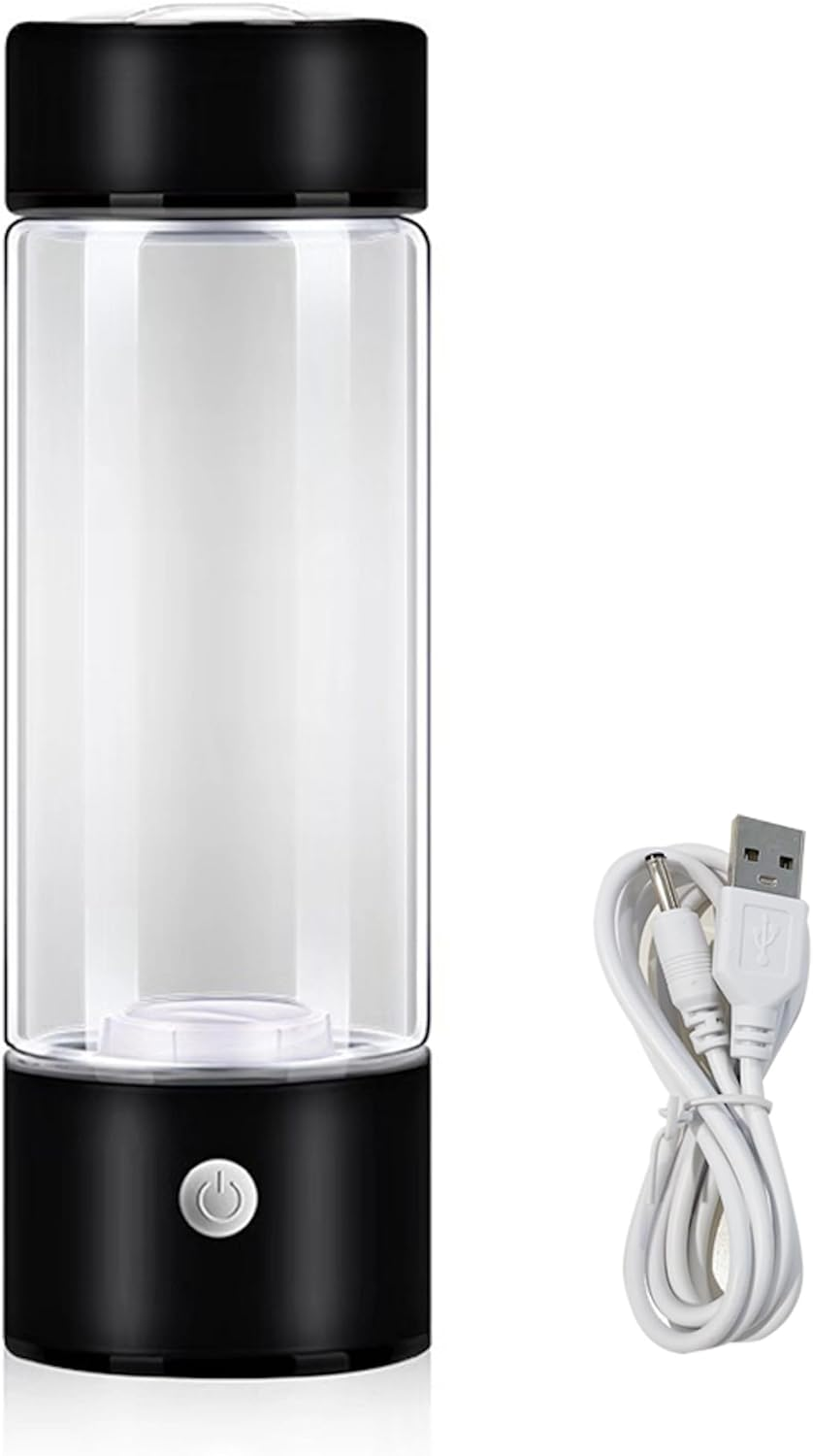450Ml Hydrogen Water Bottle Rich Alkaline Ionizer Generator Cup USB Portable Mug (Black)