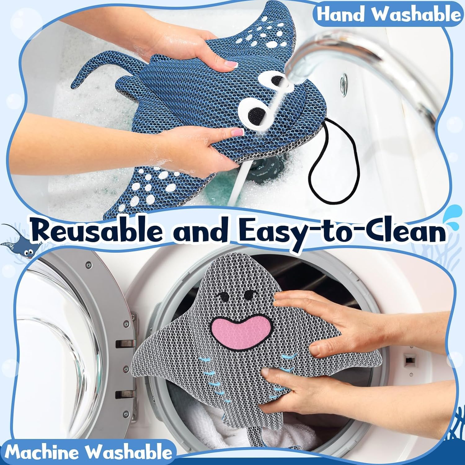 Stingray Hot Tub Scum Absorber, Reusable Washable for Spa Scum Ray Floating, Hot Tub Oil Absorber Cleaner Accessories for Adults image number 3