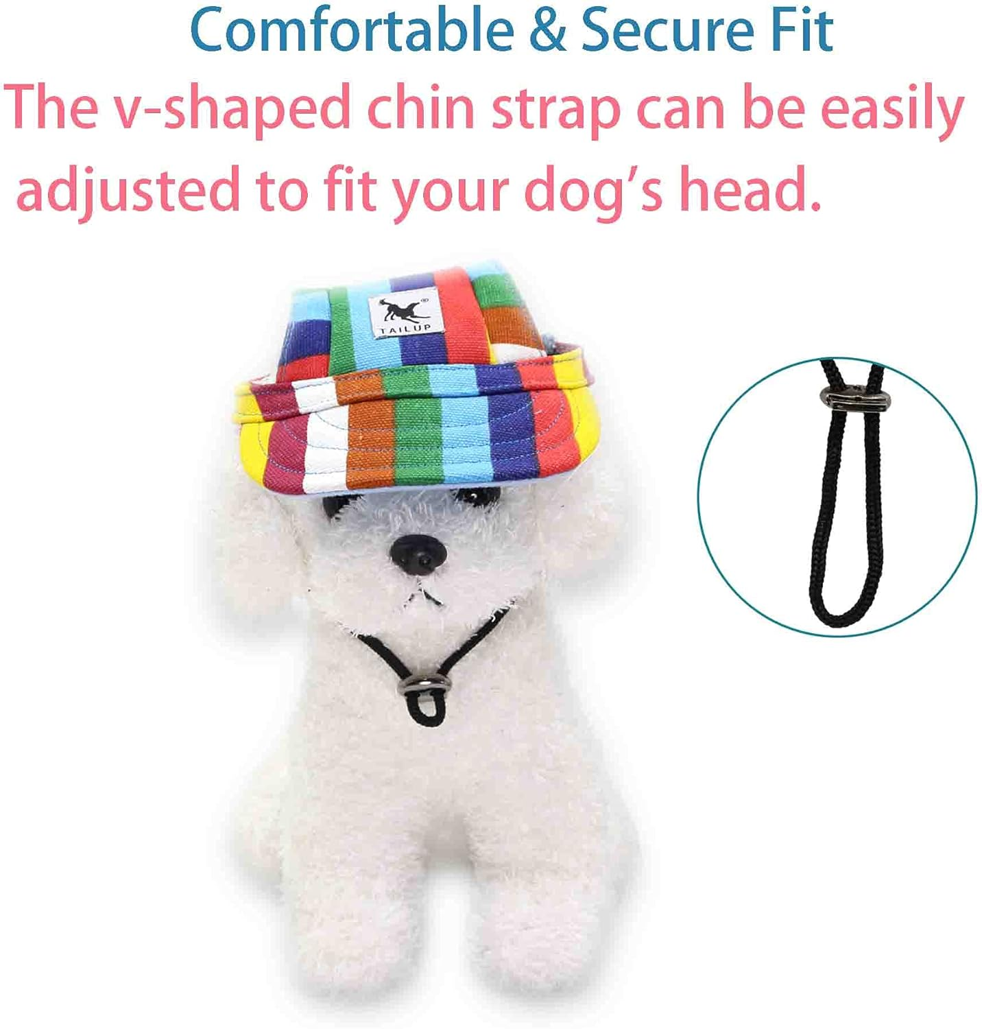 YAODHAOD Dog Baseball Cap Adjustable Dog Outdoor Sport Sun Protection Baseball Hat Pet Casual Cap Visor Sunbonnet with Ear Holes,Summer Travel Sport Hat Outfit (Stripe, X-Large) image number 3