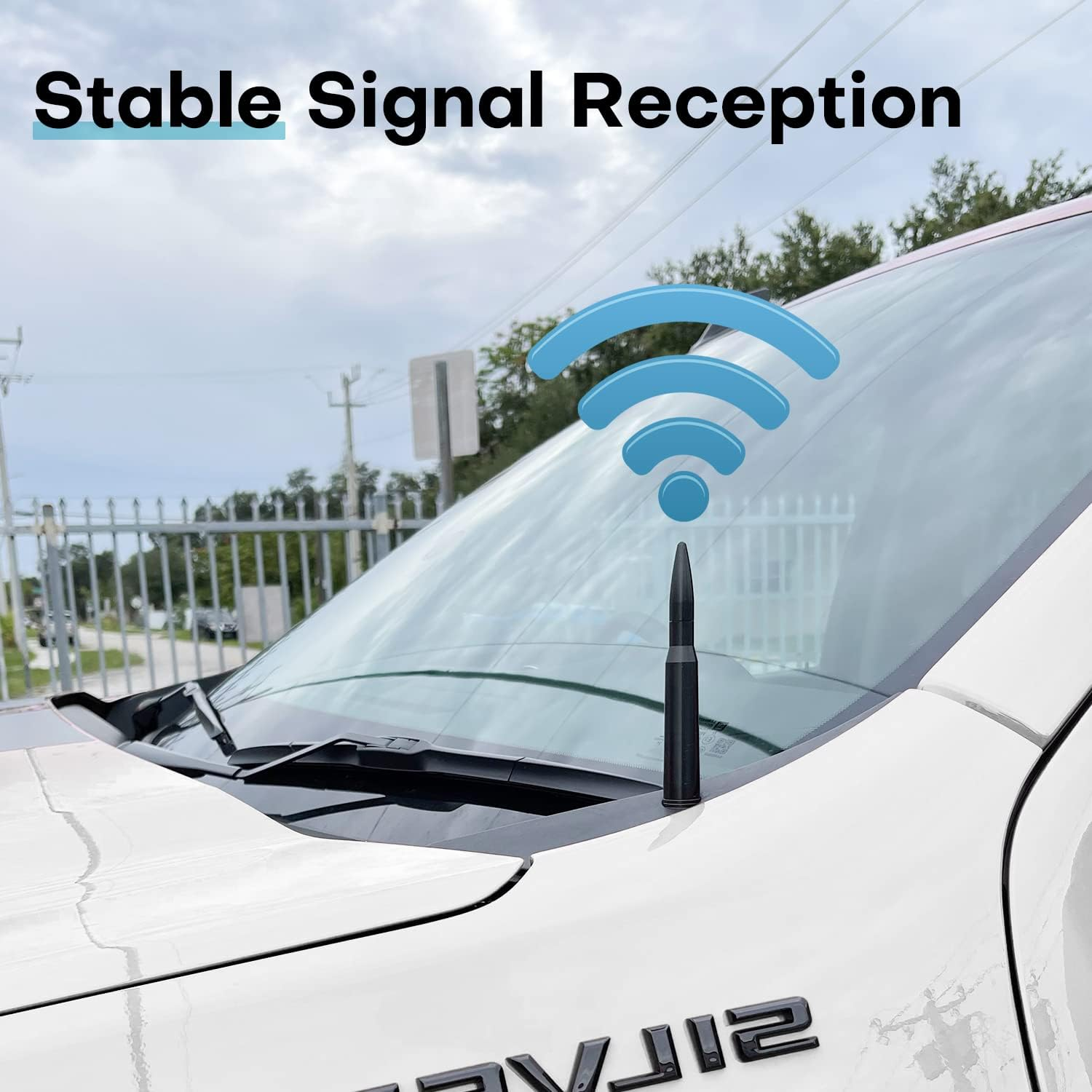 Bullet Antenna Mast Short Car Truck Vehicle Antenna Replacement for Chevy Chevrolet Silverado 1500 2500 3500 HD Avalanche GMC Sierra 1500 2500 3500 Denali Heavy Duty Pickup Trucks image number 3