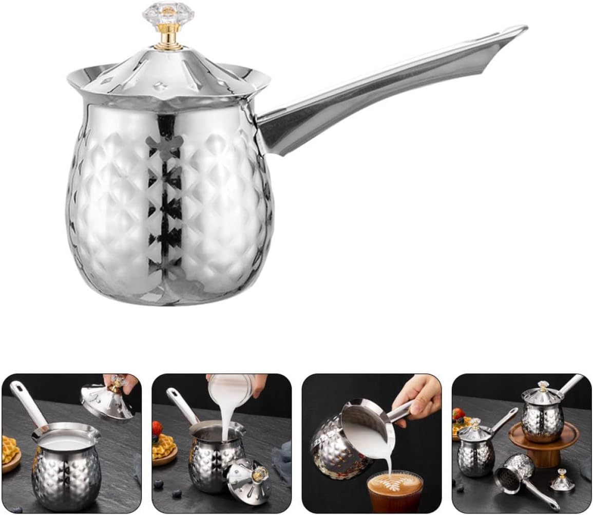DECOMELODY Stainless Steel 200Ml Milk Frothing Pitcher with Spout, Wear-Resistant Coffee Steaming Jug, Convenient Kitchen Accessory for Espresso and Latte Art image number 2