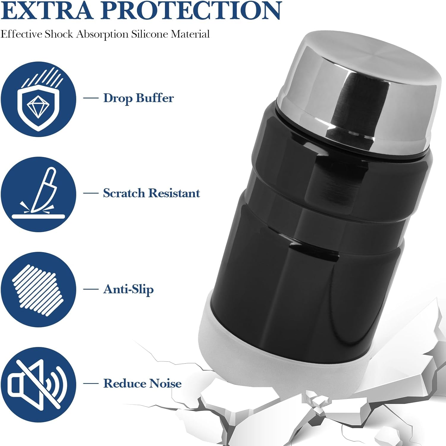 Linkidea 2 Pcs Silicone Food Jar Bottom Boot, Anti-Slip Bottle Bottom Sleeve Cover, Lightweight Bottle Bottom Boot Compatible with Thermos 24Oz, HYDRAPEAK, BIDAKID, Wolff (White) image number 5