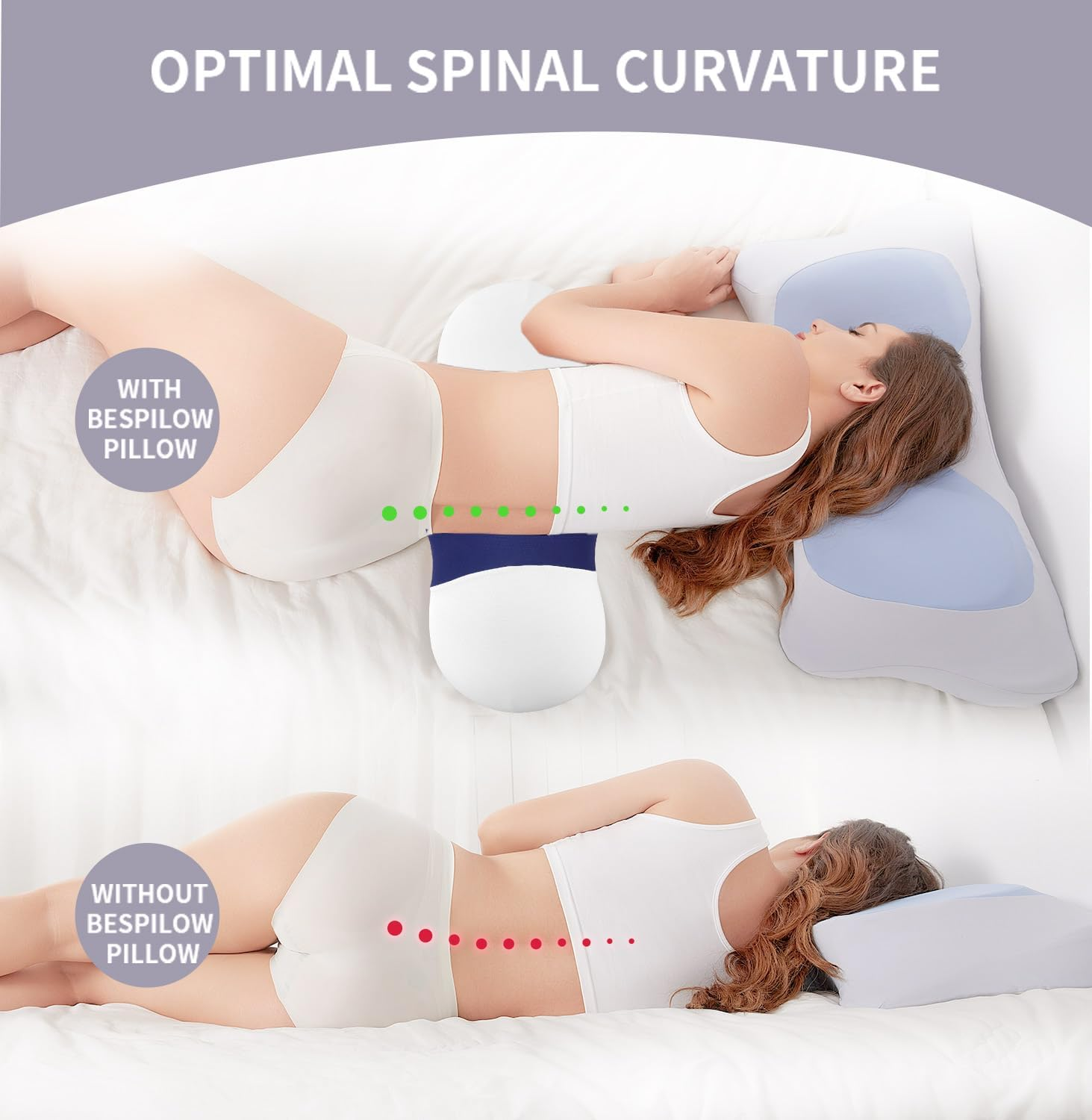 Menlo Park Lower Back Pain Relief Pillow,Memory Foam Back Waist Pillows for Bed,Lumbar Support Pillow for Sleeping,Bed Rest Pillow with Cooling Breathable Pillowcase