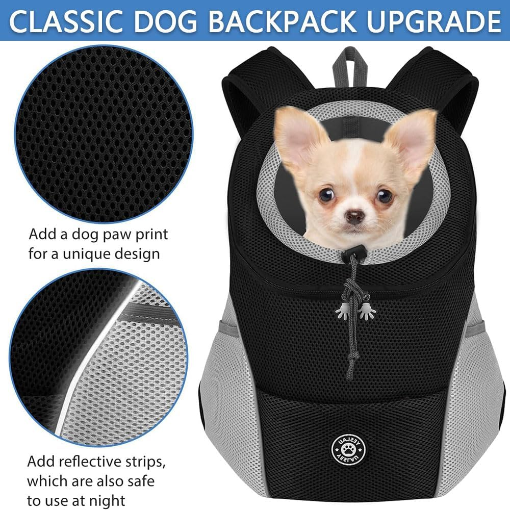 Dog Backpack Carrier for Small to Medium Dogs &ndash; Adjustable, Breathable Pet Carrier with Safety Belt & Reflective Strips, Lightweight Pack for Hiking, Travel & Outdoor Use image number 3