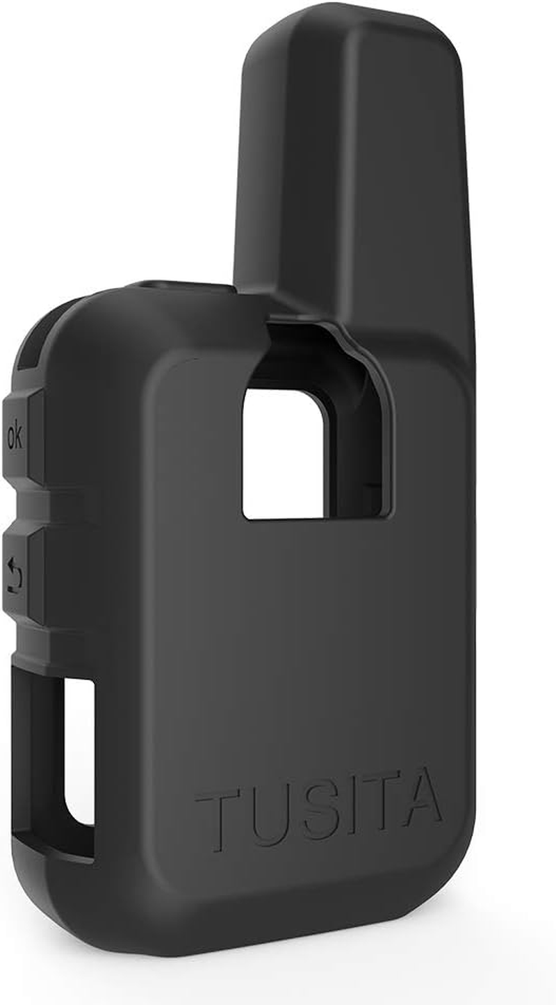 TUSITA Case with Screen Protector for Garmin Inreach Mini GPS - Silicone Protective Cover Skin - Handheld Satellite Communicator Accessories (Black) - Black image number 2
